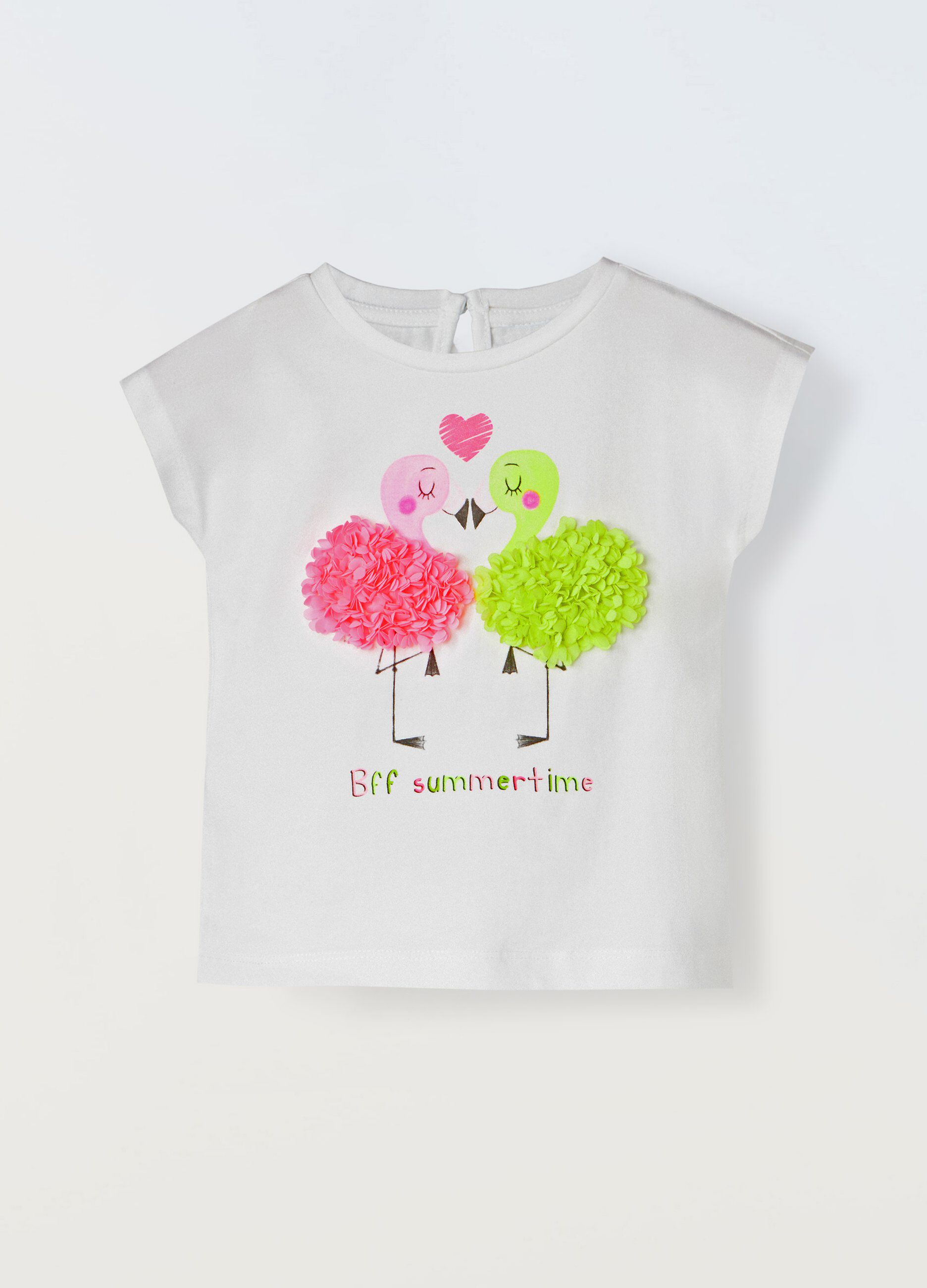 T-shirt in cotone stretch con applicazioni neonata_0
