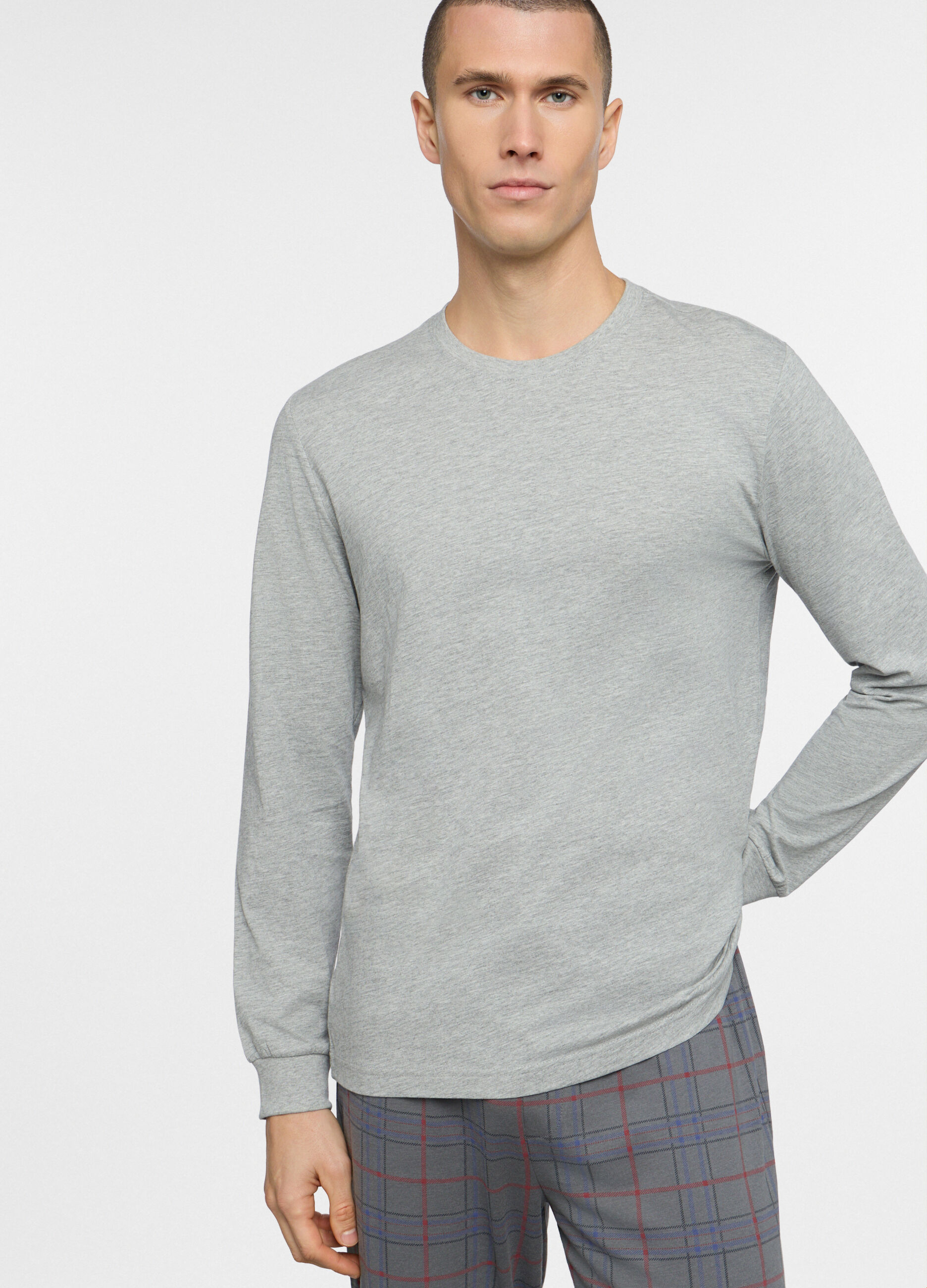 Pigiama lungo a scacchi in cotone uomo_2