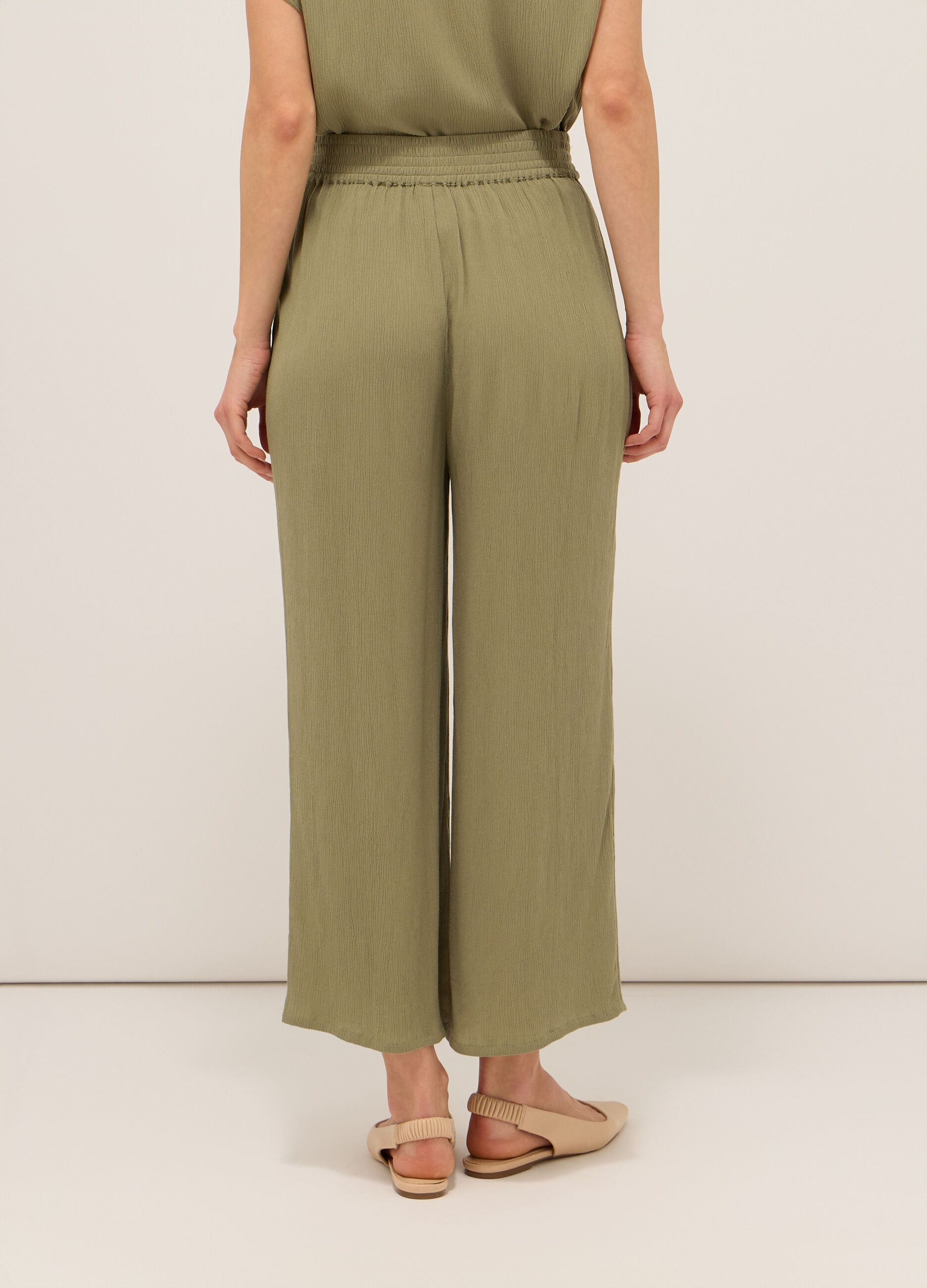 Pantaloni in pura viscosa creponne donna_1
