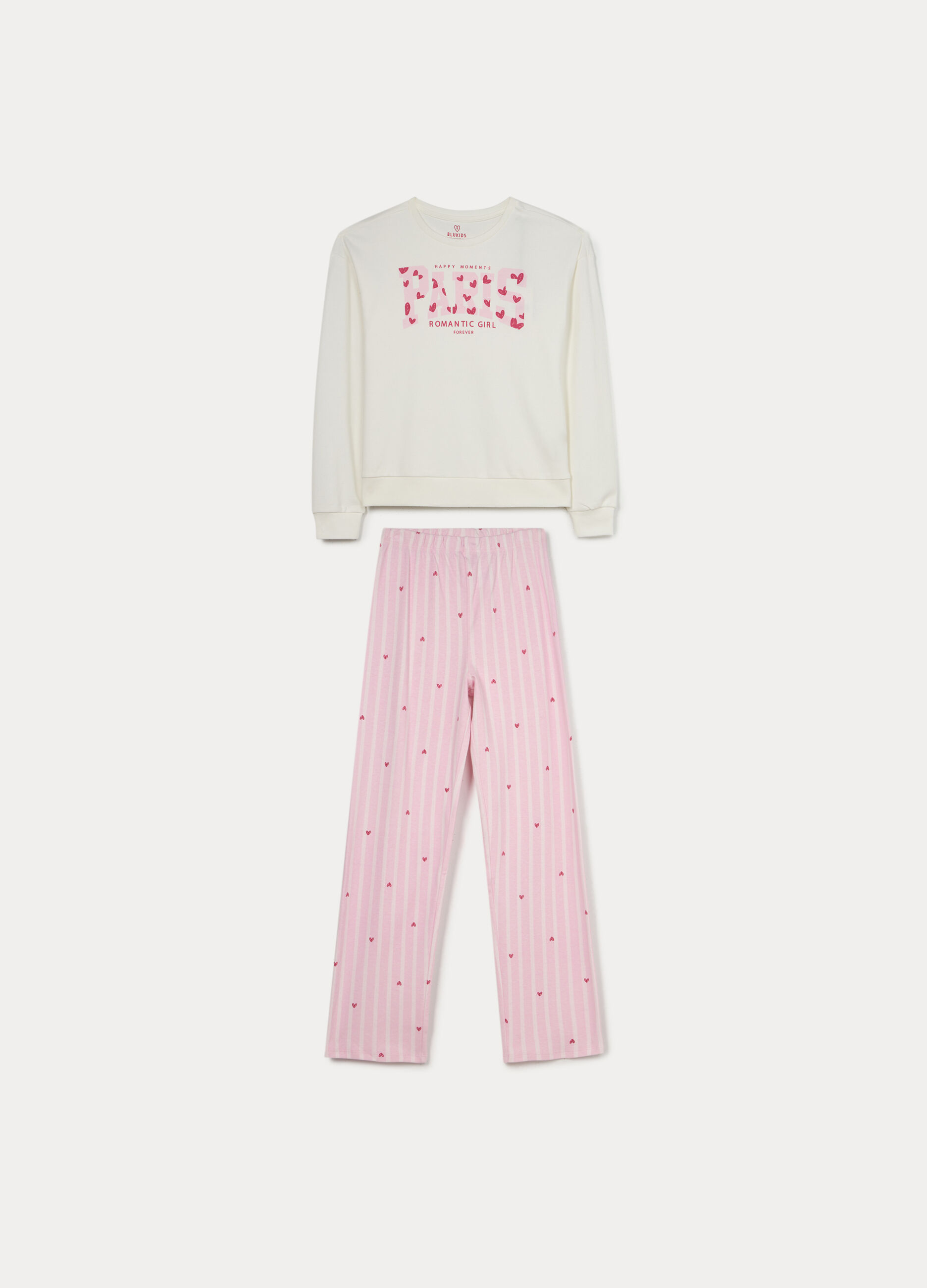 Set pigiama lungo in interlock di puro cotone bambina_0