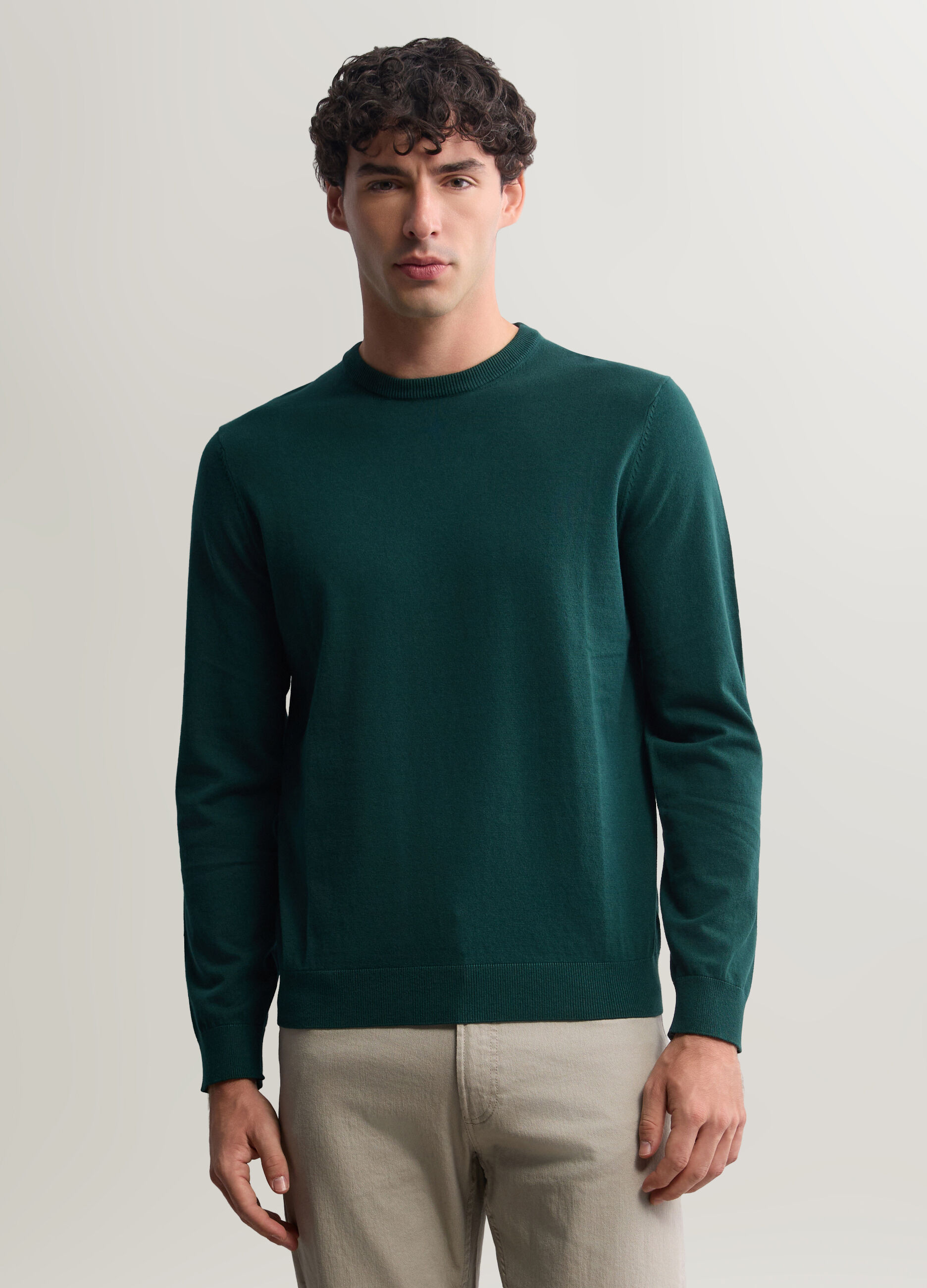 Maglione girocollo in misto cotone uomo_0