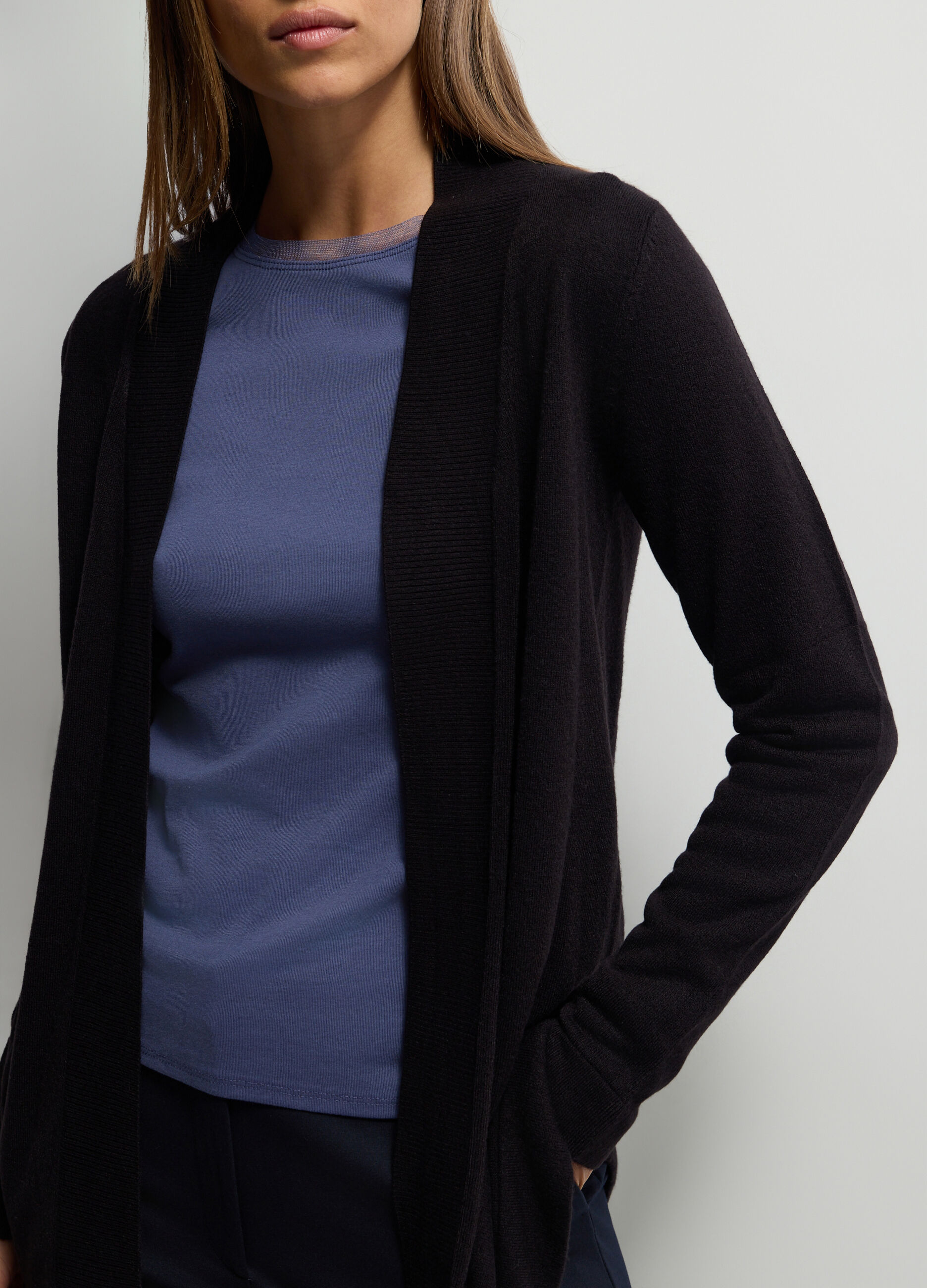 Cardigan lungo Fit Over in maglia rasata donna_2