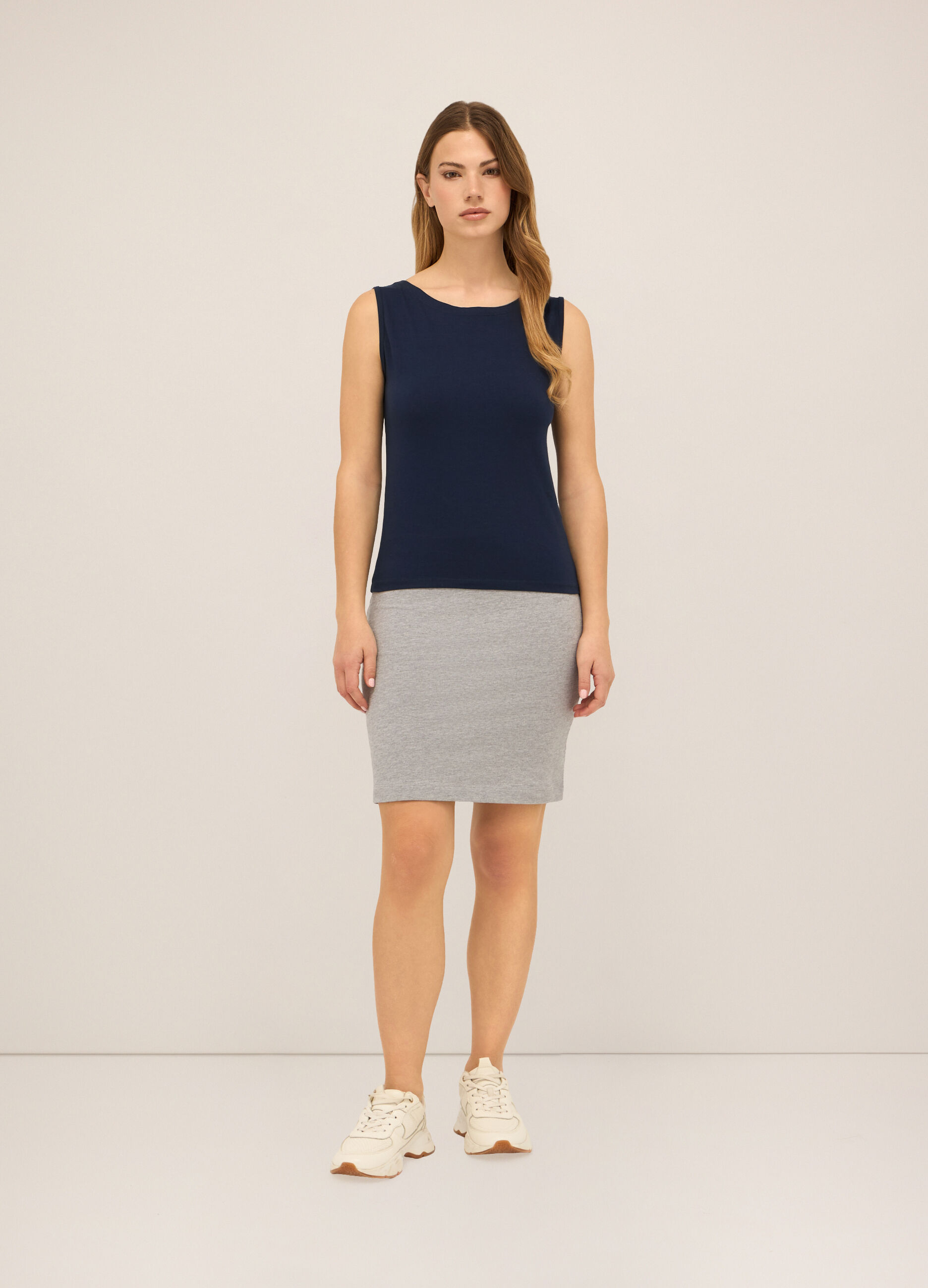 Gonna in jersey di cotone stretch donna_0