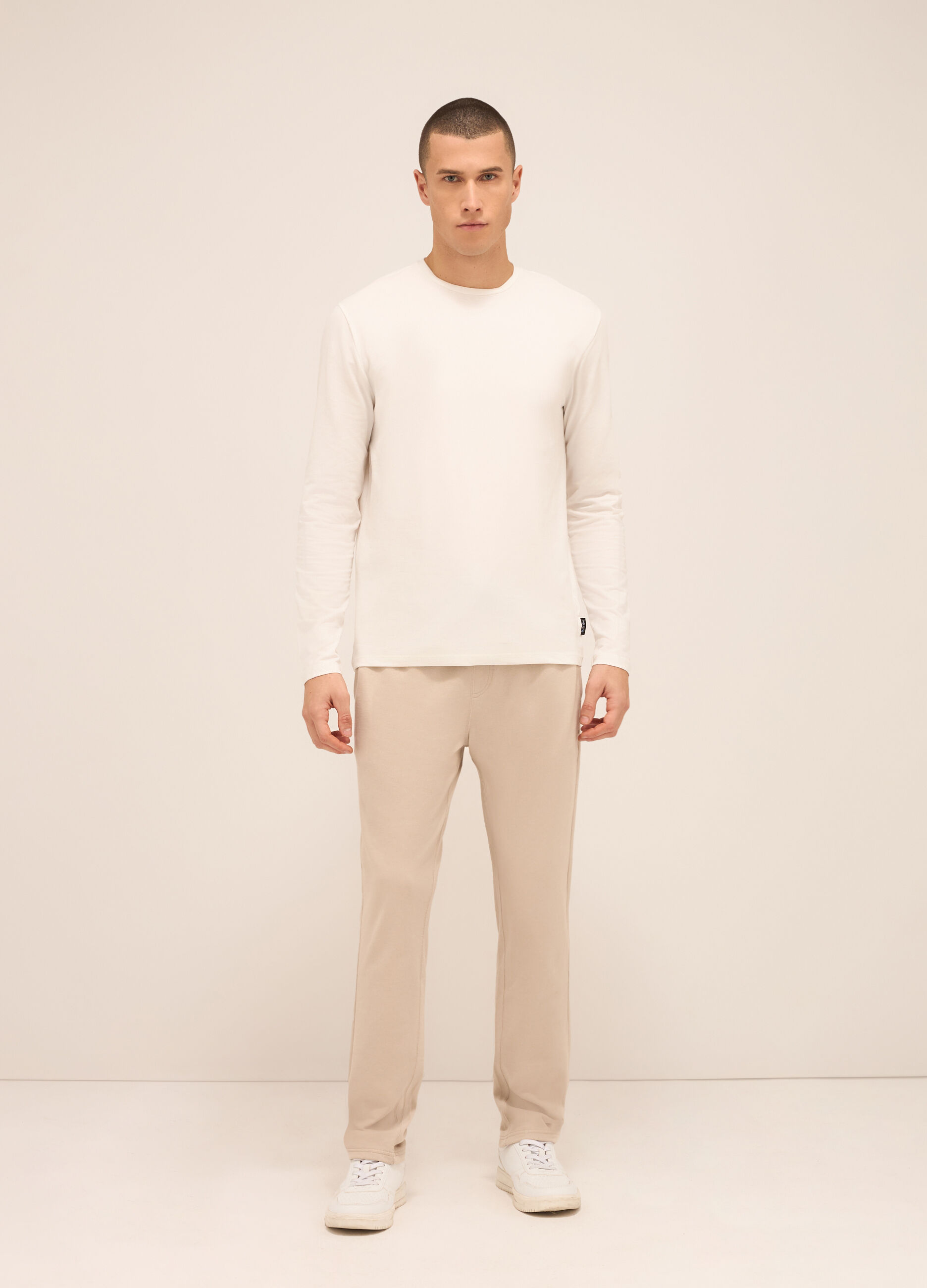 Jogger con coulisse in puro cotone uomo_0