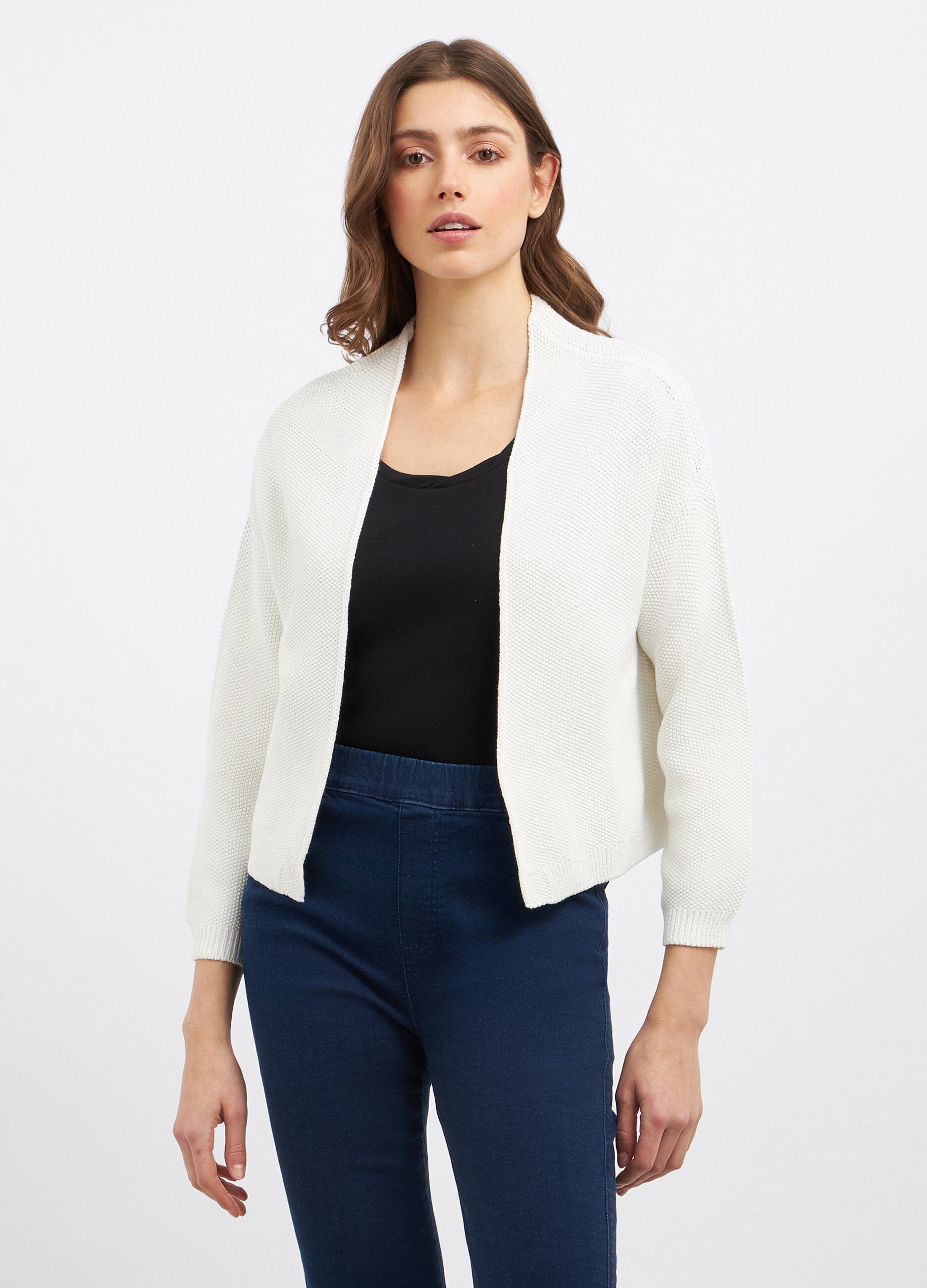 Cardigan aperto in misto cotone donna_0