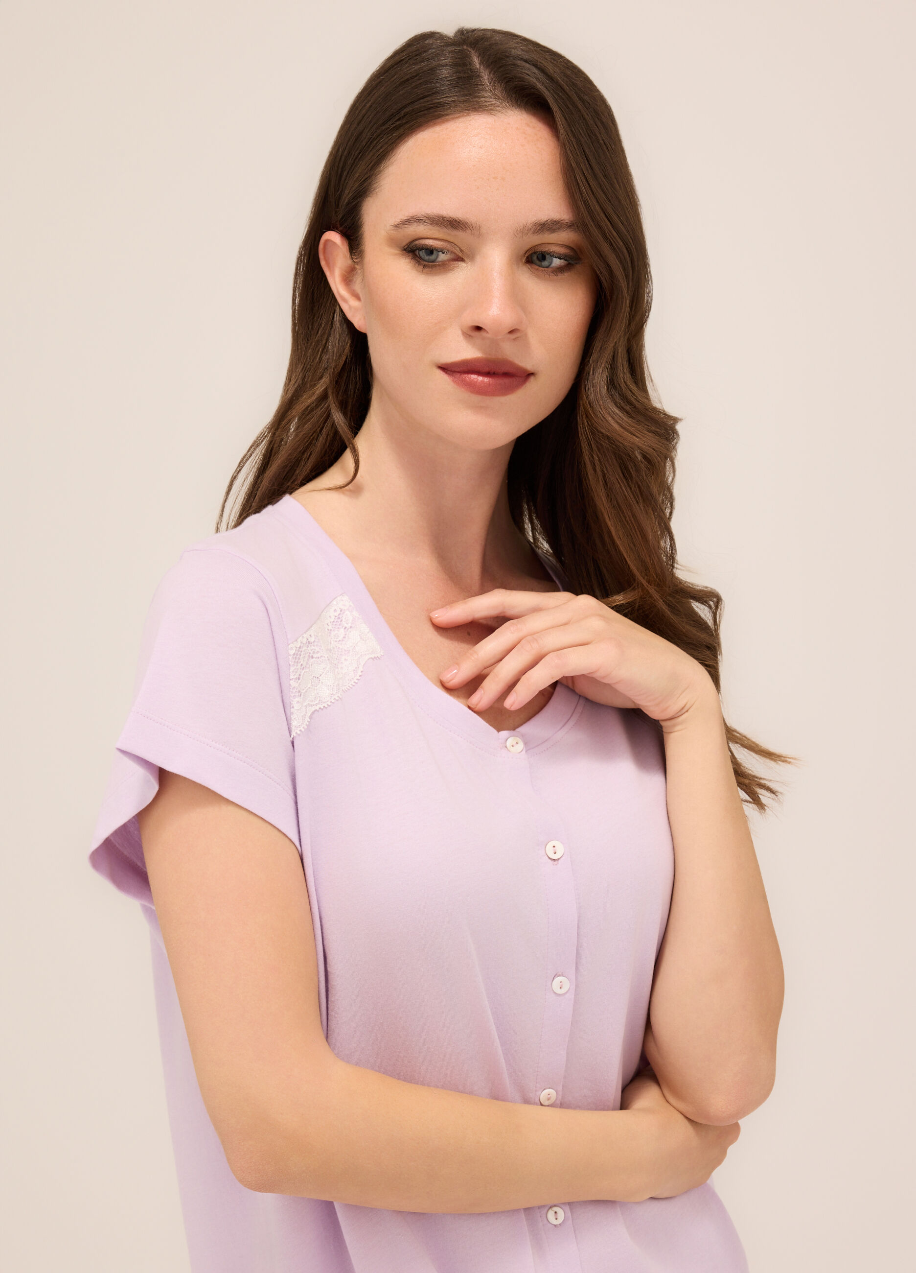 Camicia da notte in jersey di puro cotone donna_2