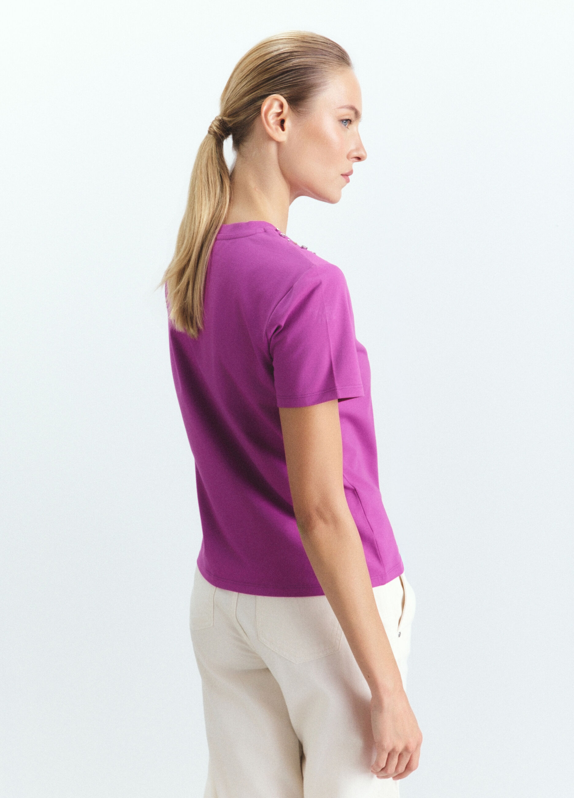 T-shirt girocollo stretch donna_2