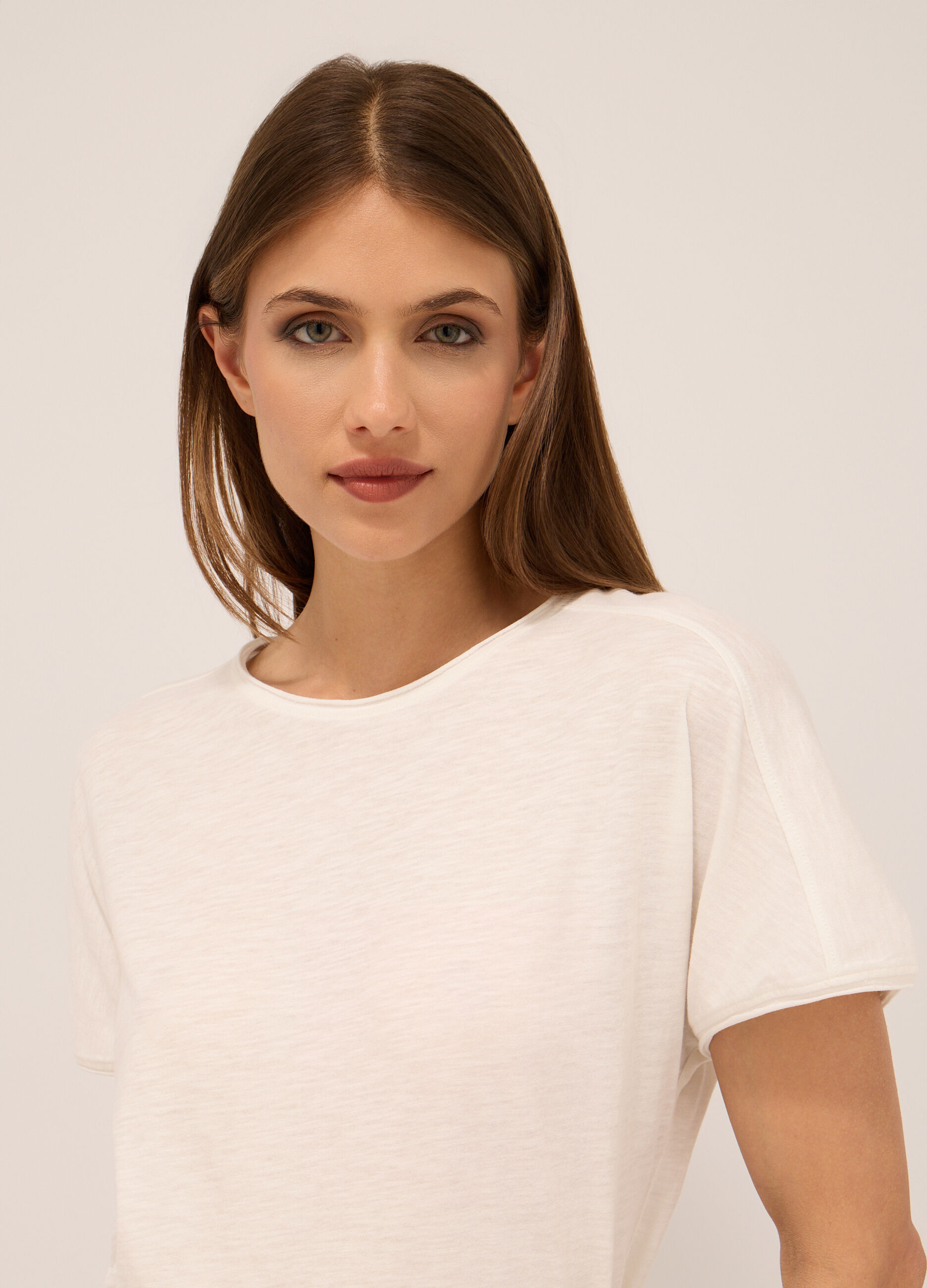 T-shirt in jersey slub di puro cotone donna_2
