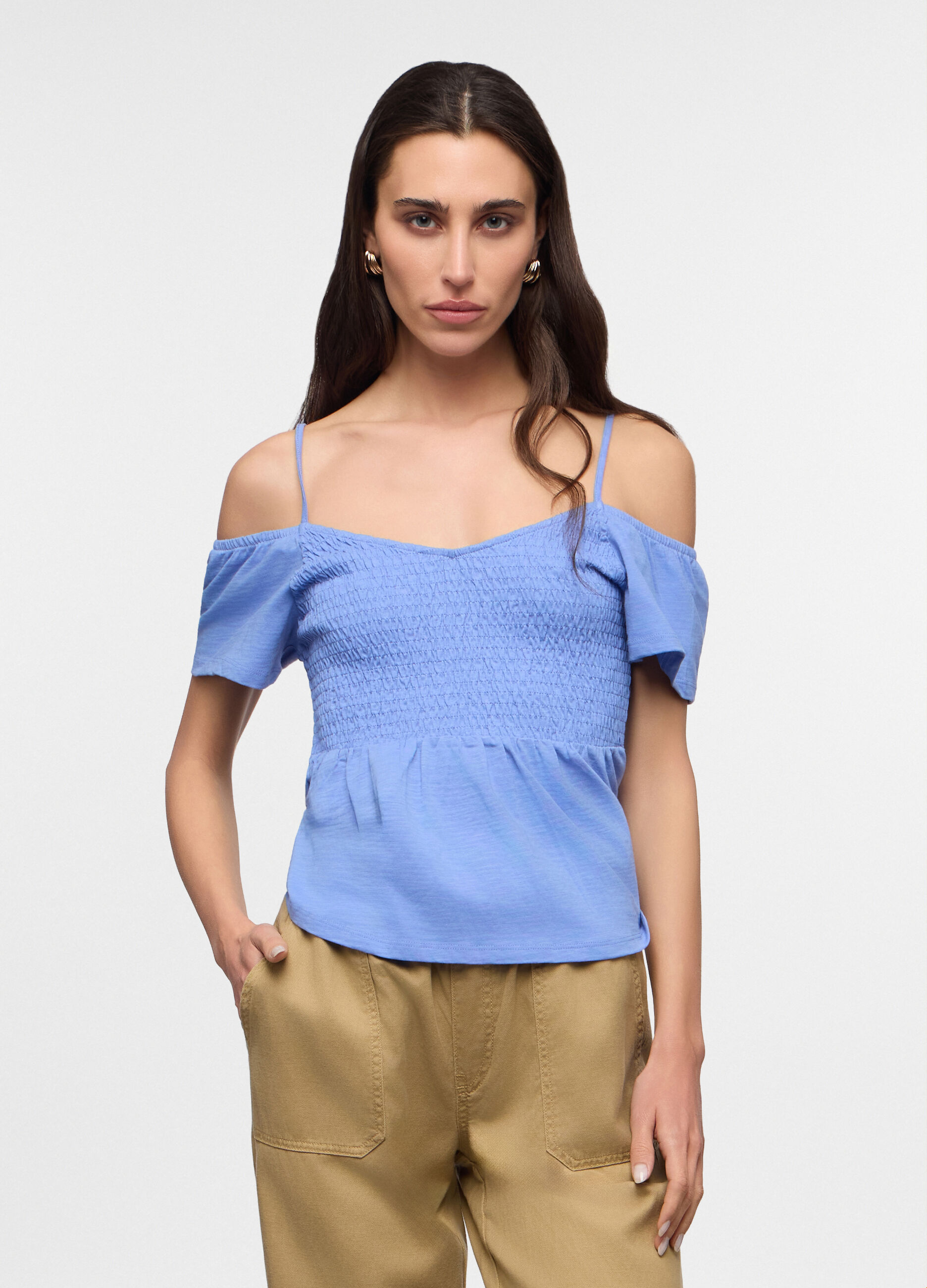 T-shirt fitted con scollo dritto donna_0