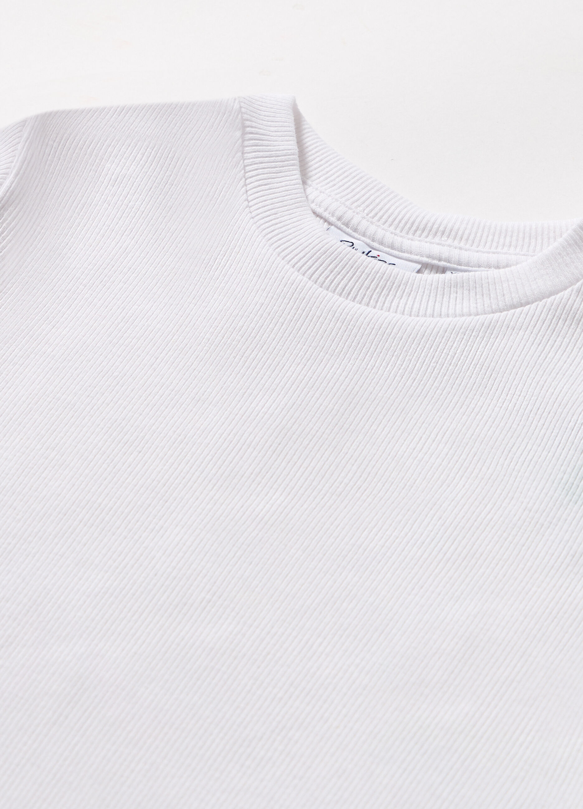 T-shirt a costine in cotone stretch ragazza_1