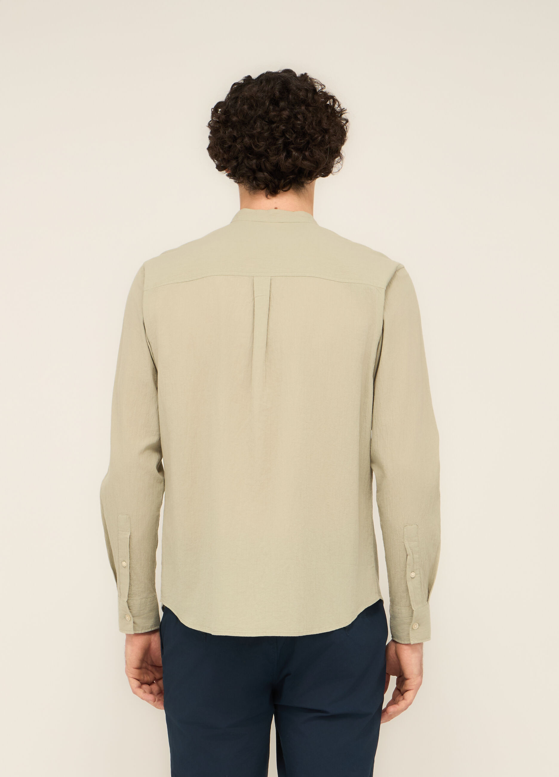 Camicia colletto coreano in garza di cotone