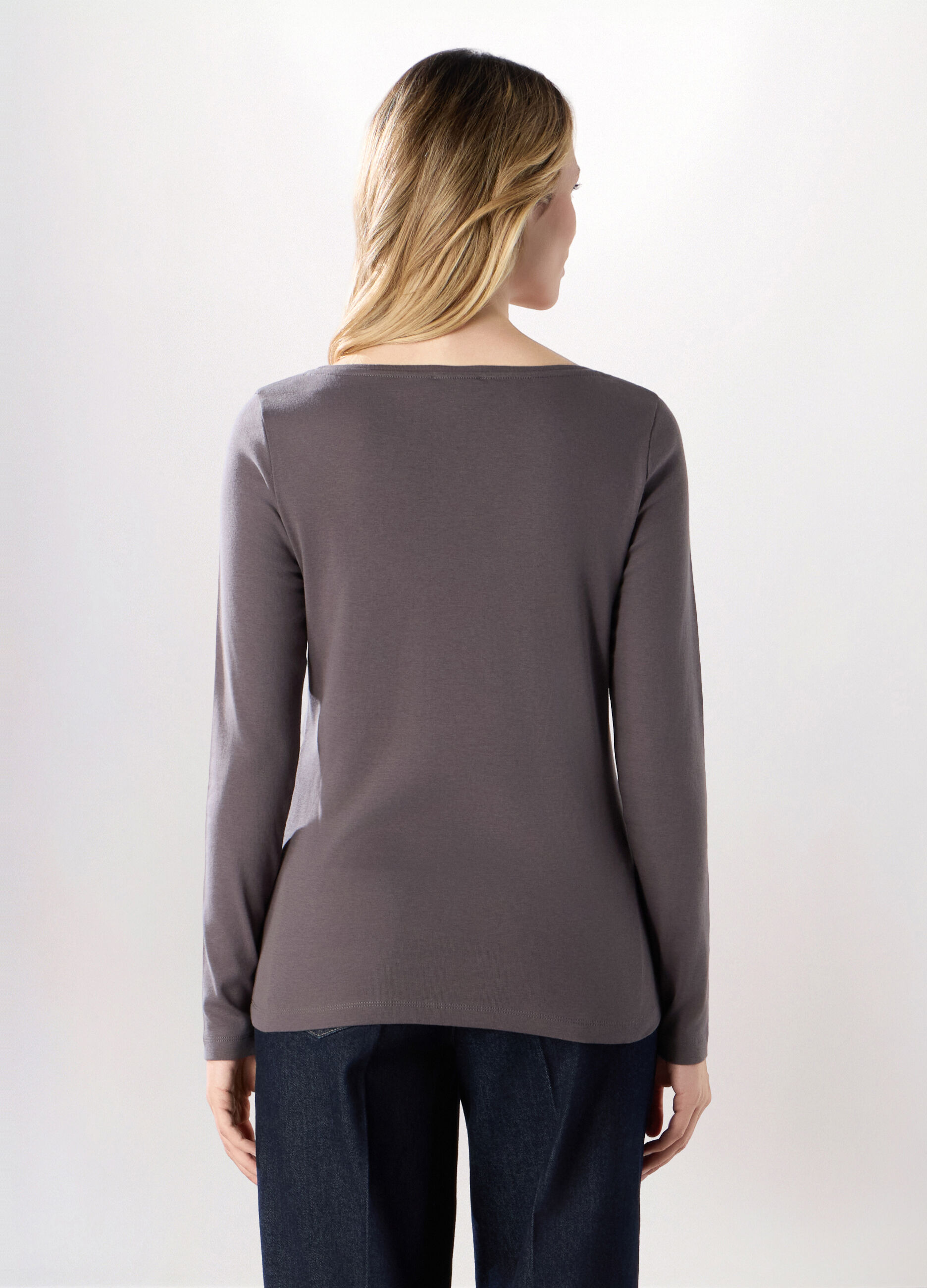 T-shirt in puro cotone a maniche lunghe donna_1