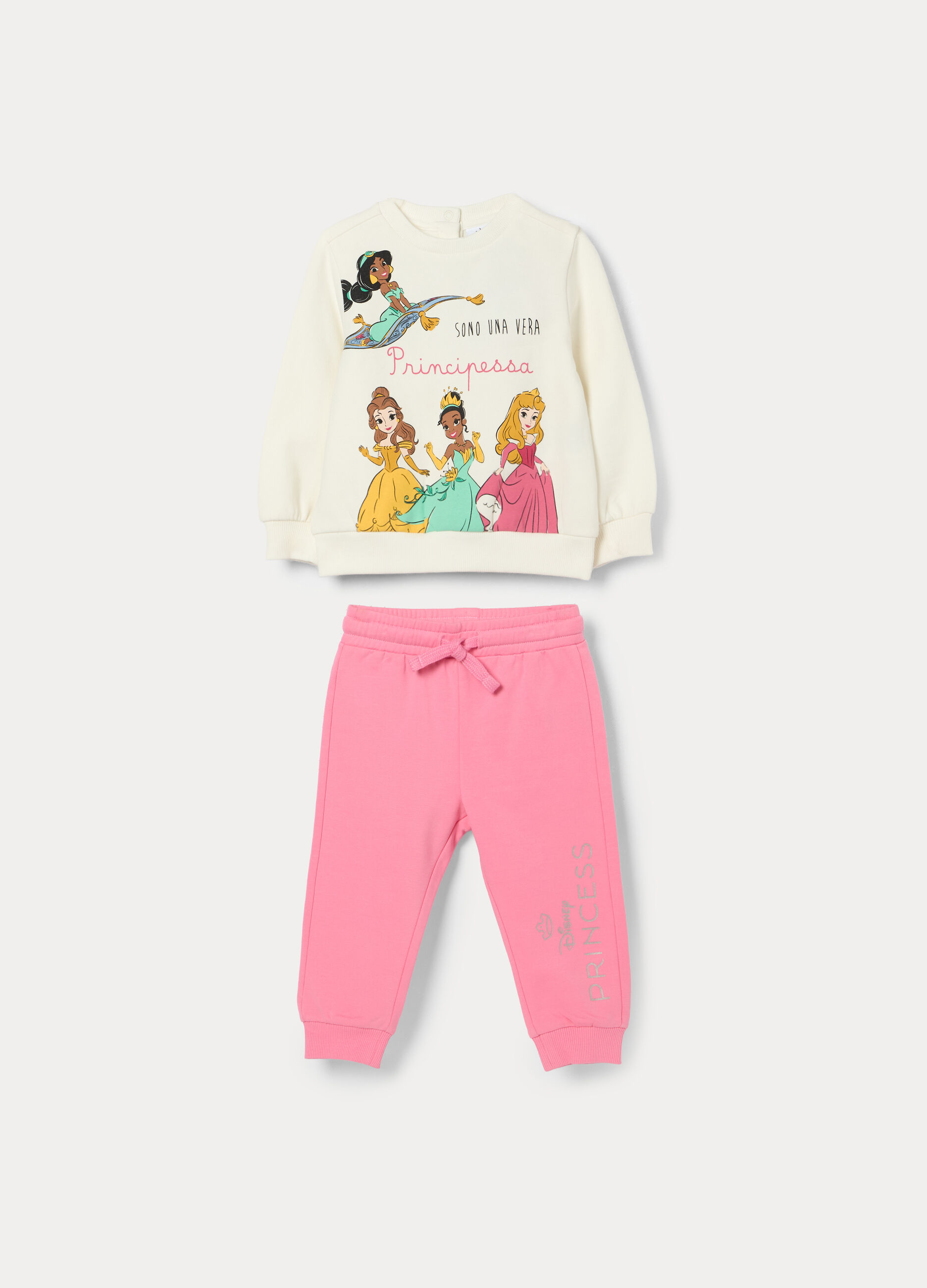 Jogging set Disney in french terry di cotone stretch bimba_0