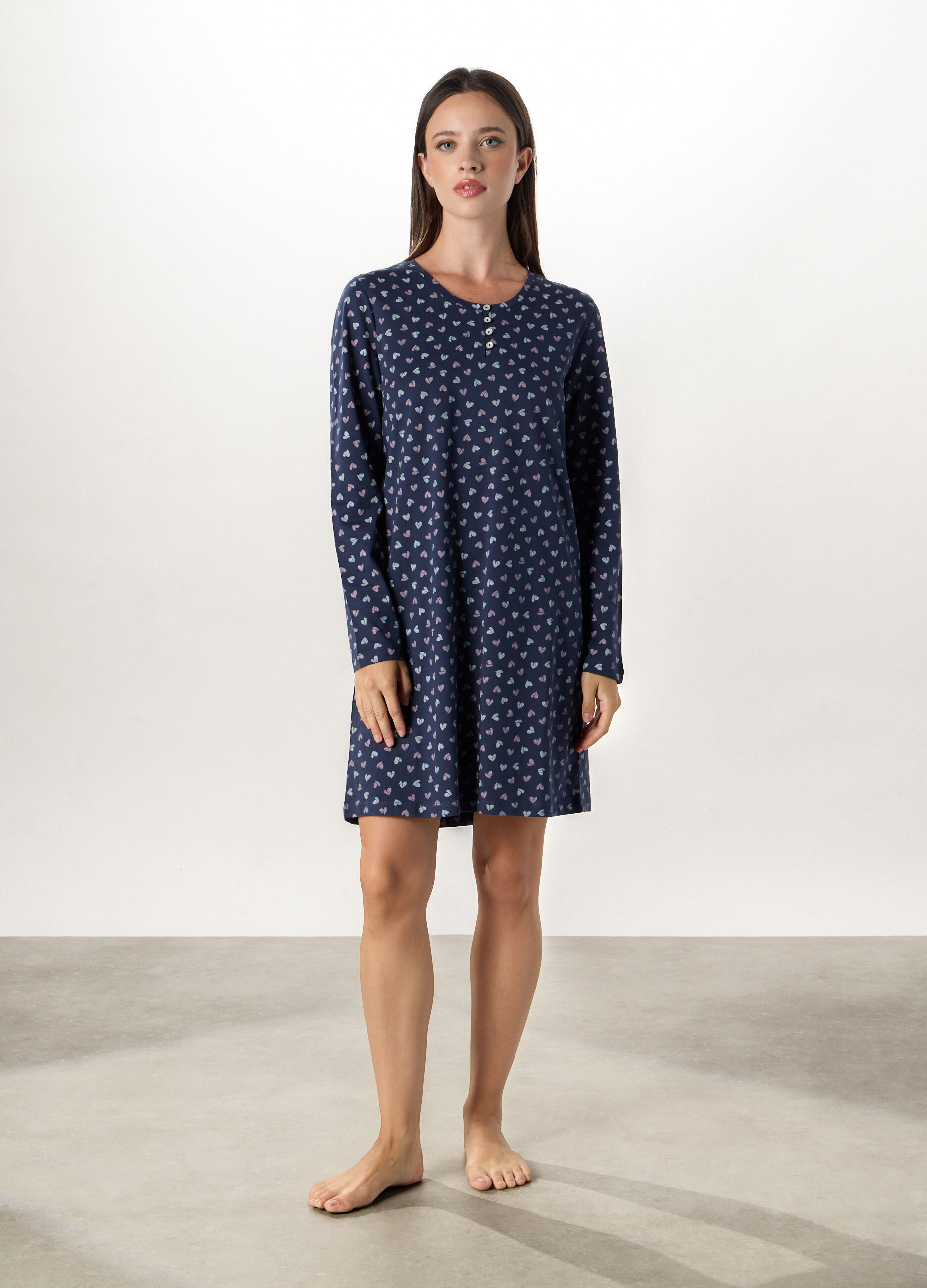Camicia da notte in puro cotone donna_0