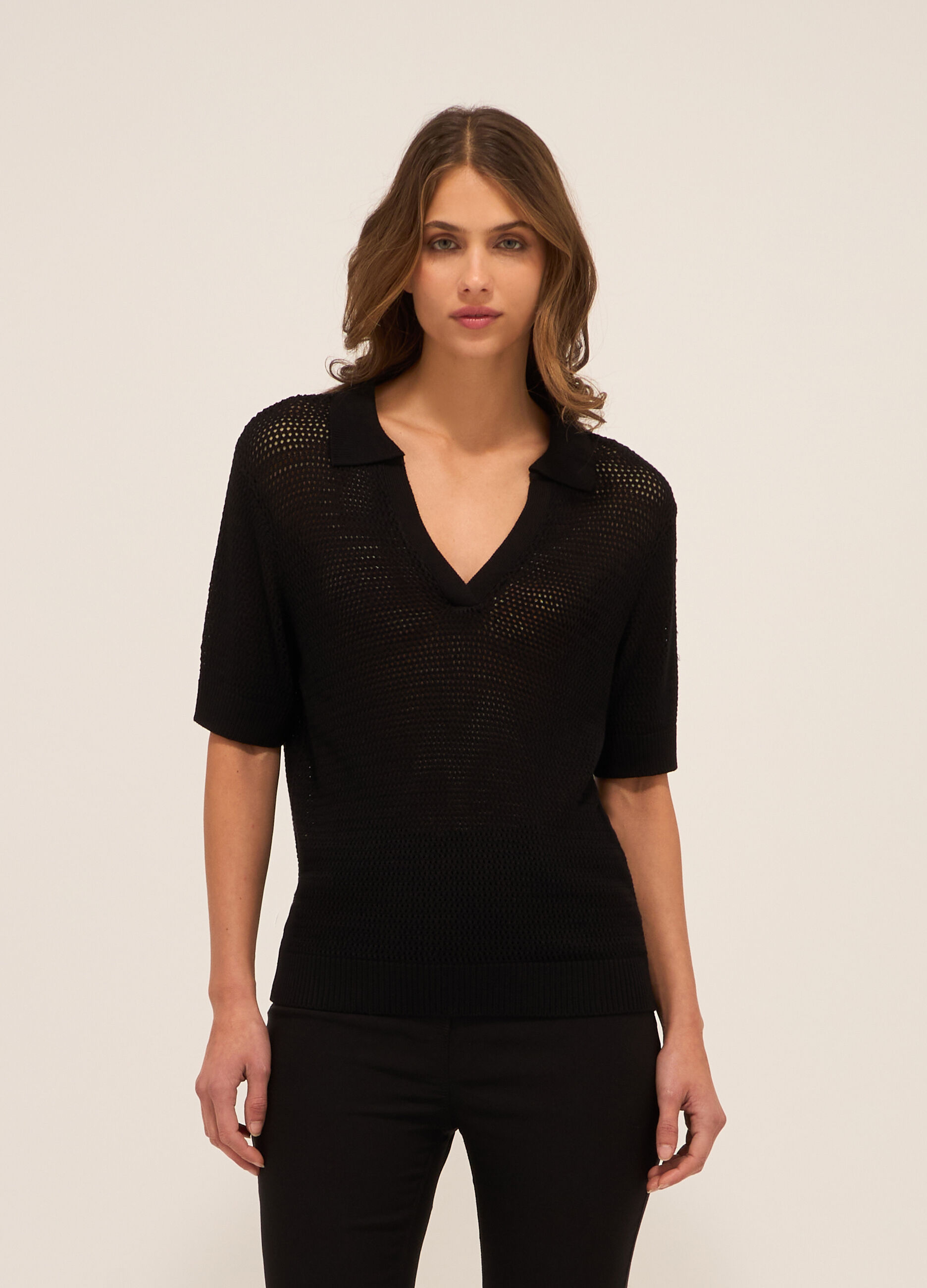 Polo in tricot traforata donna_0