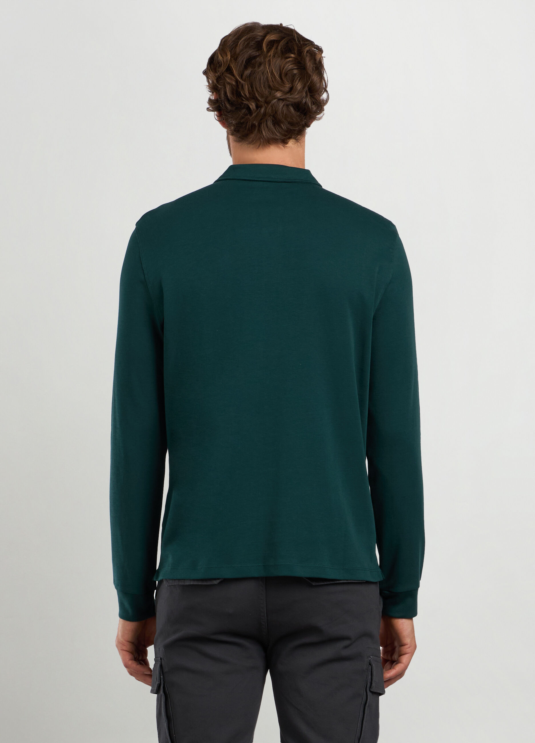 Polo a maniche lunghe in puro cotone uomo_1