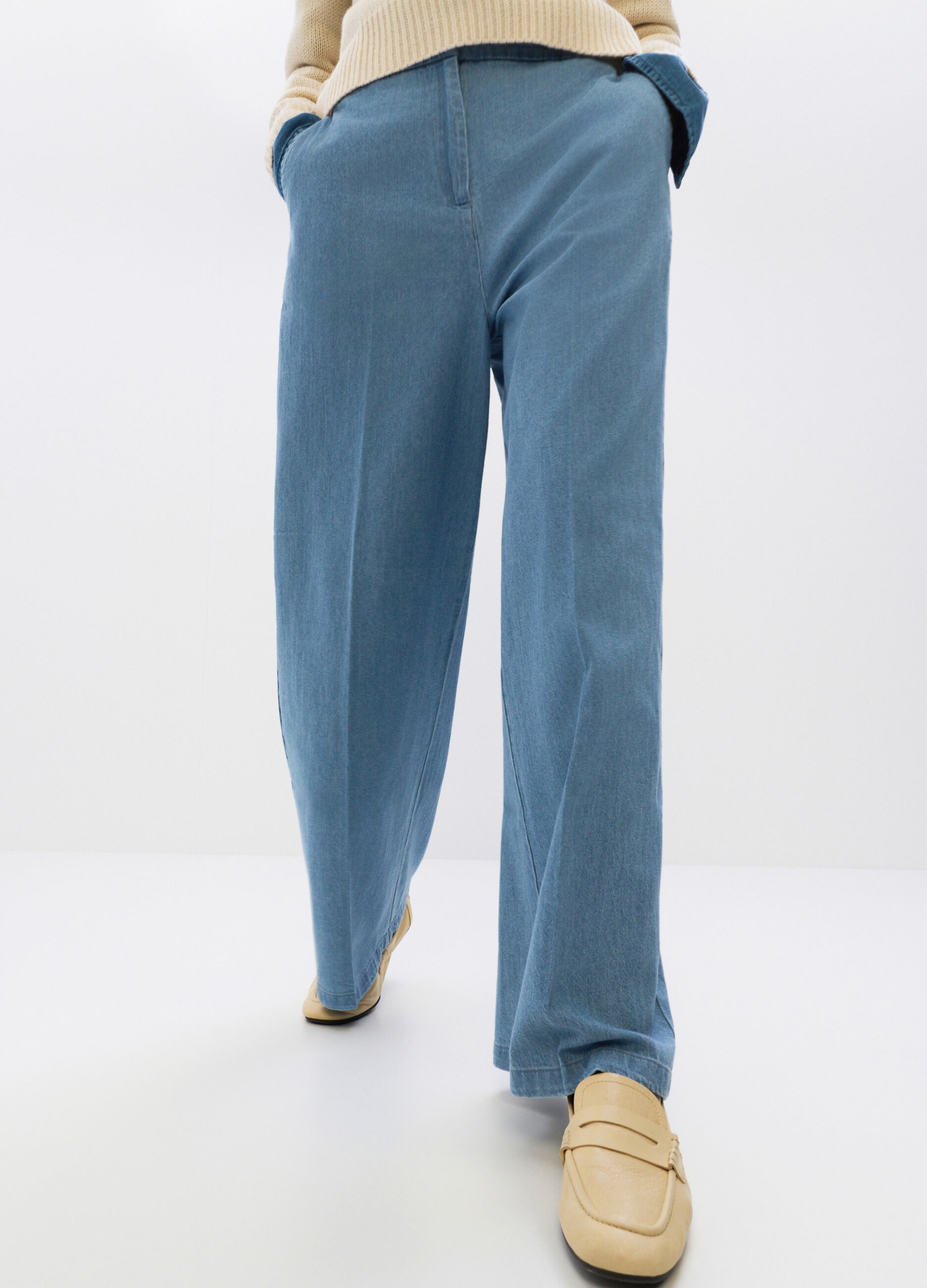 Pantaloni Relaxed Fit in denim di puro cotone donna_2