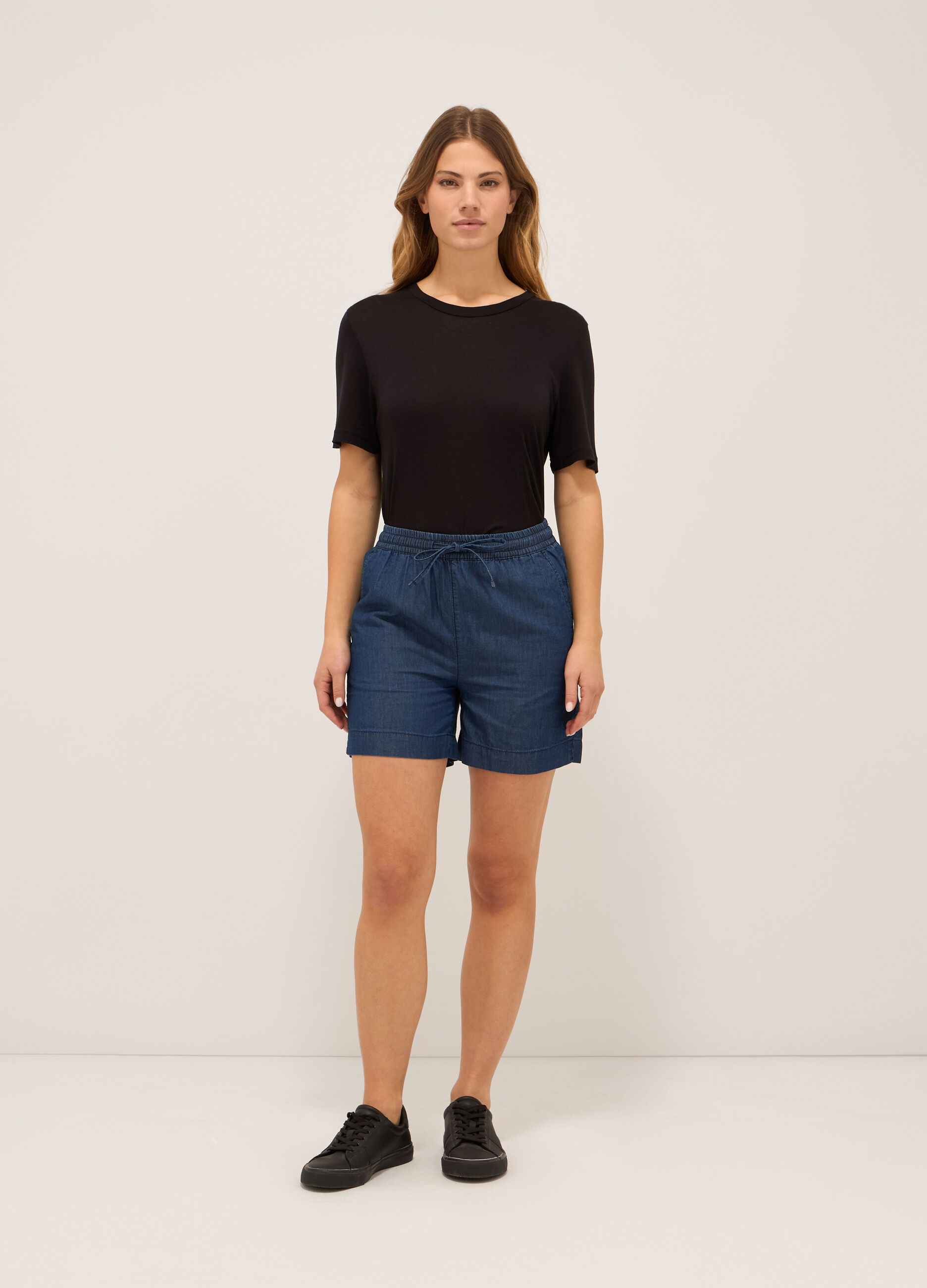 Shorts in denim di puro cotone donna_0