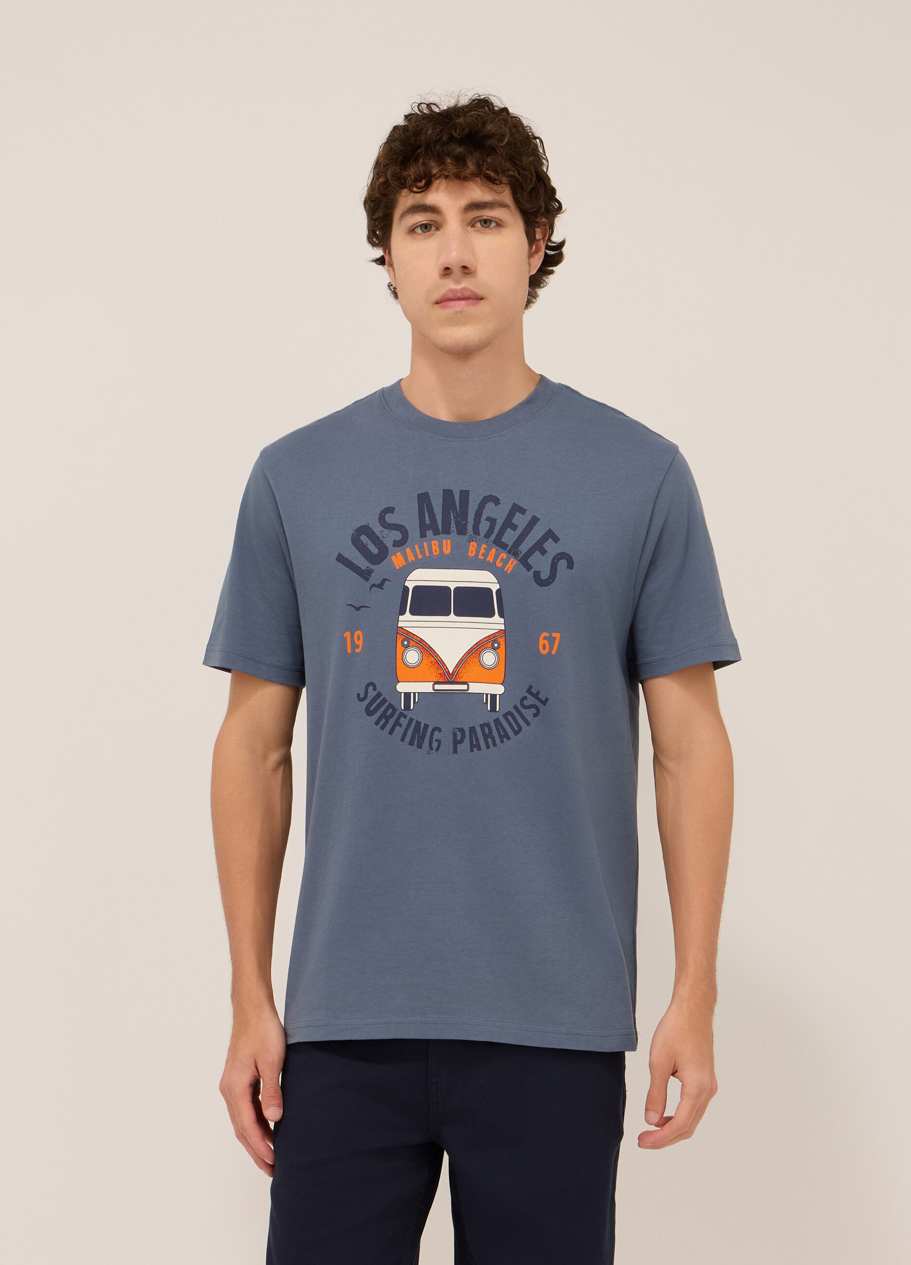 T-shirt in jersey di cotone con stampa uomo_0