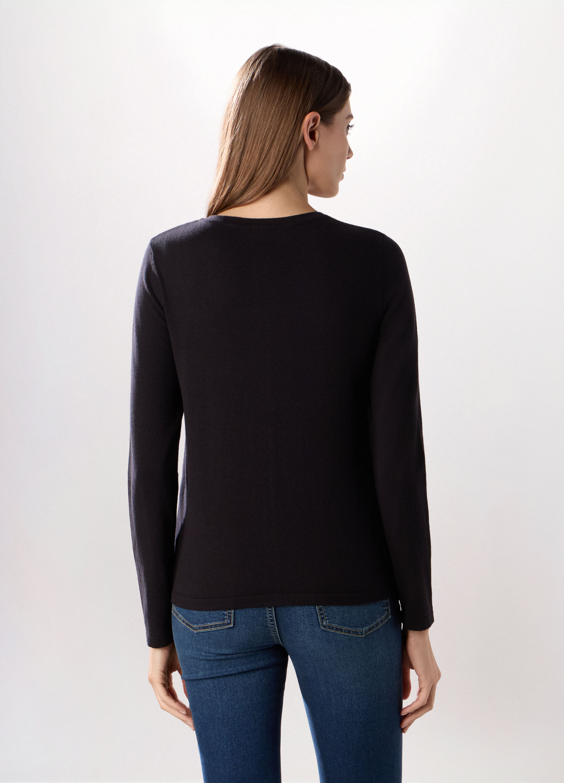 Cardigan a girocollo in misto cotone donna_1