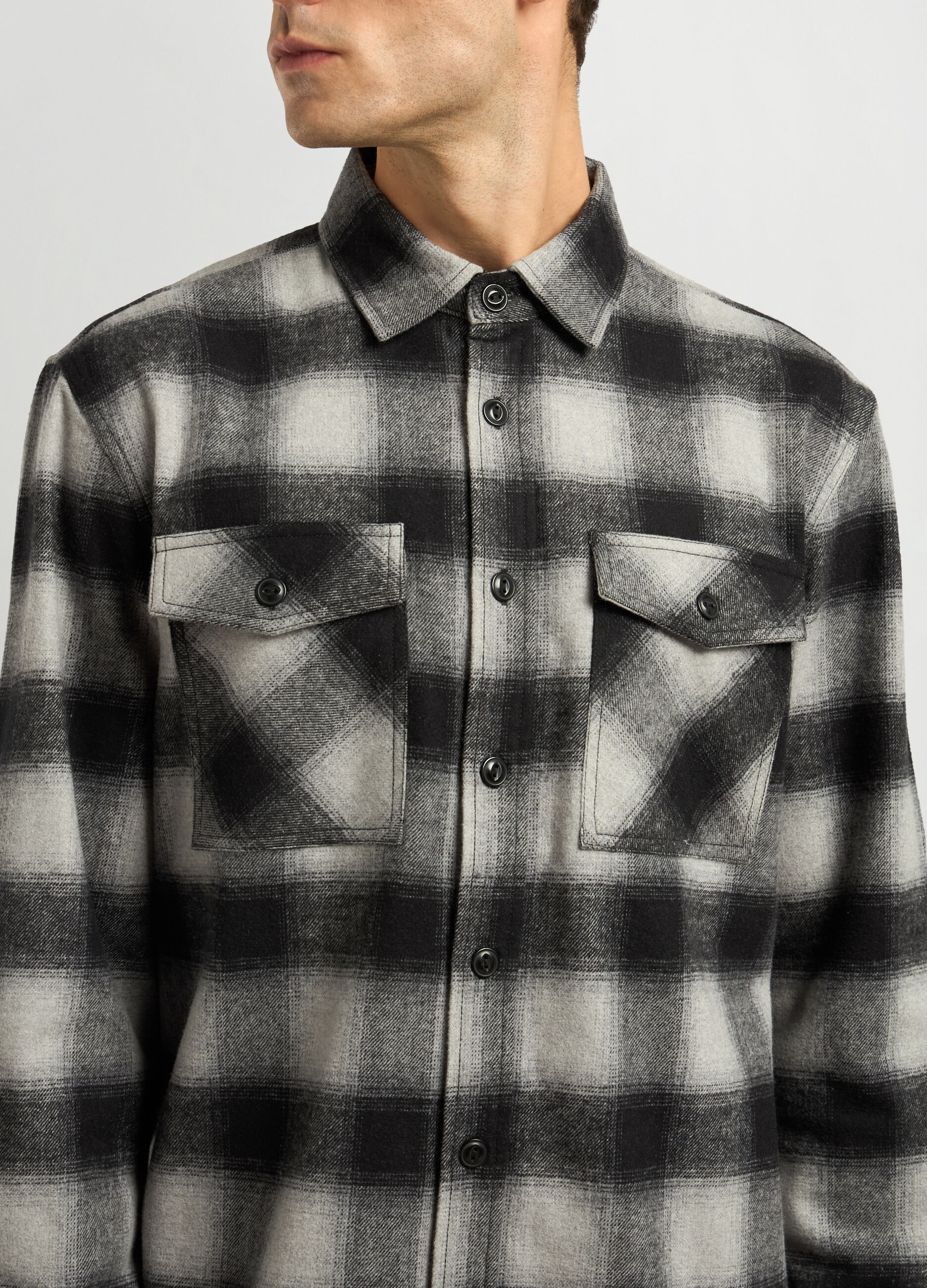 Overshirt a quadri in flanella uomo_2
