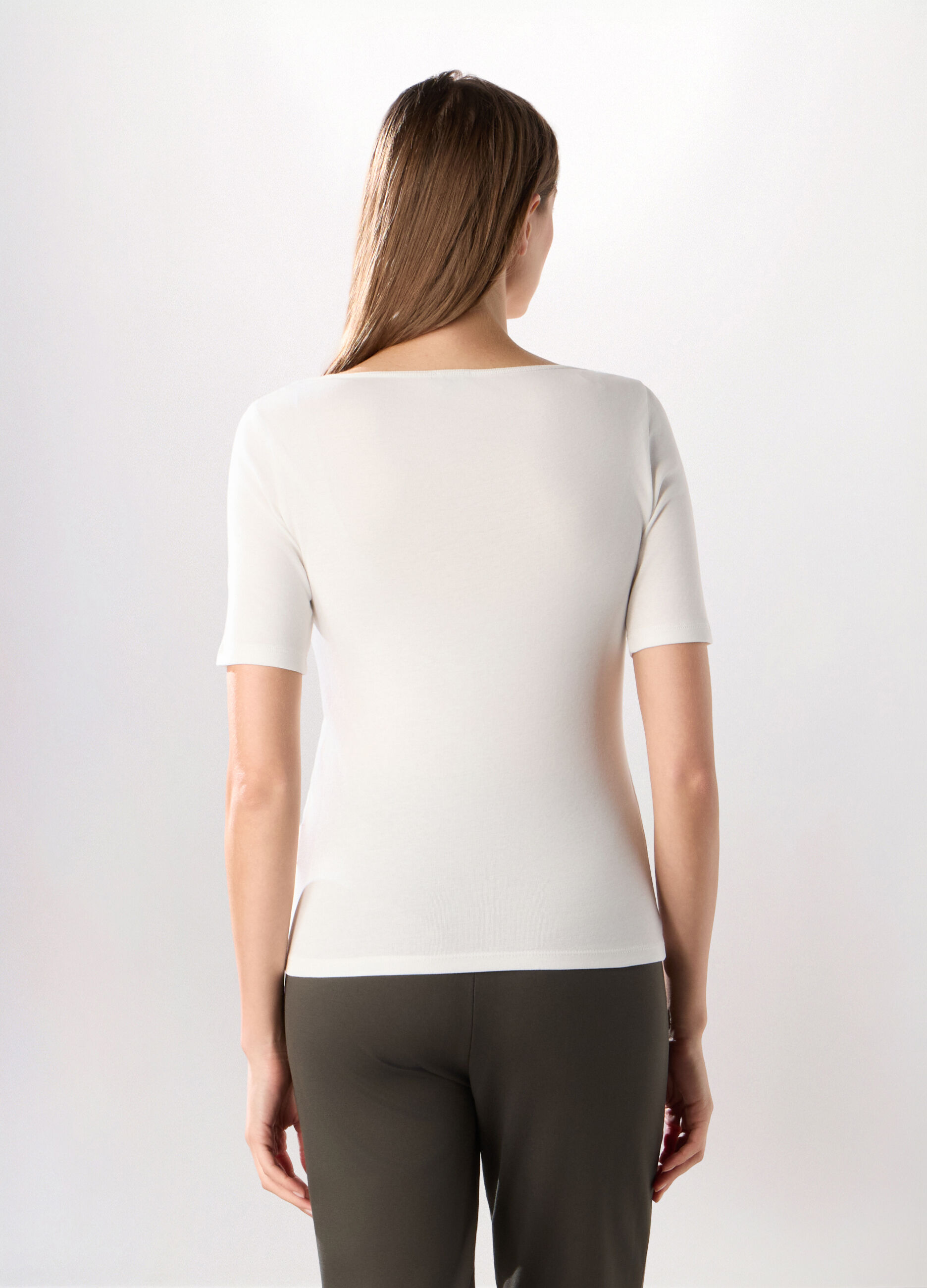 T-shirt a manica corta in puro cotone donna_1