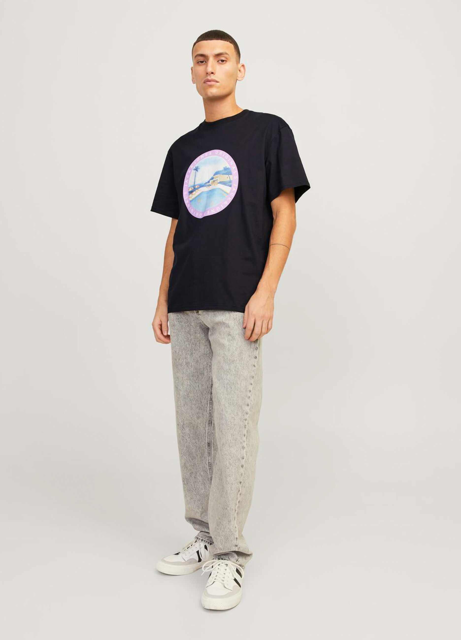 T-shirt girocollo in jersey con stampa uomo_0
