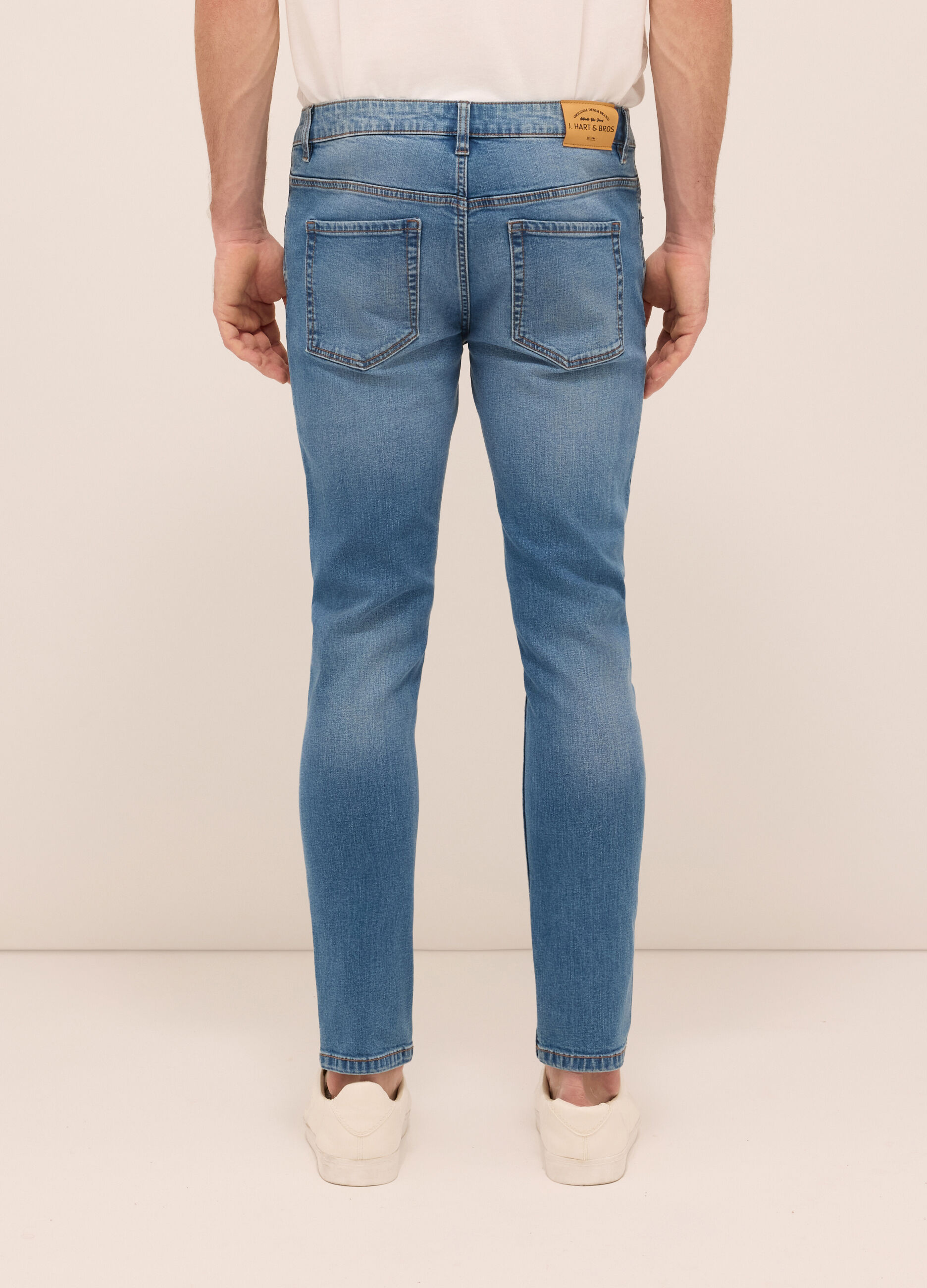 Jeans 5 tasche slim fit in denim di cotone stretch_1