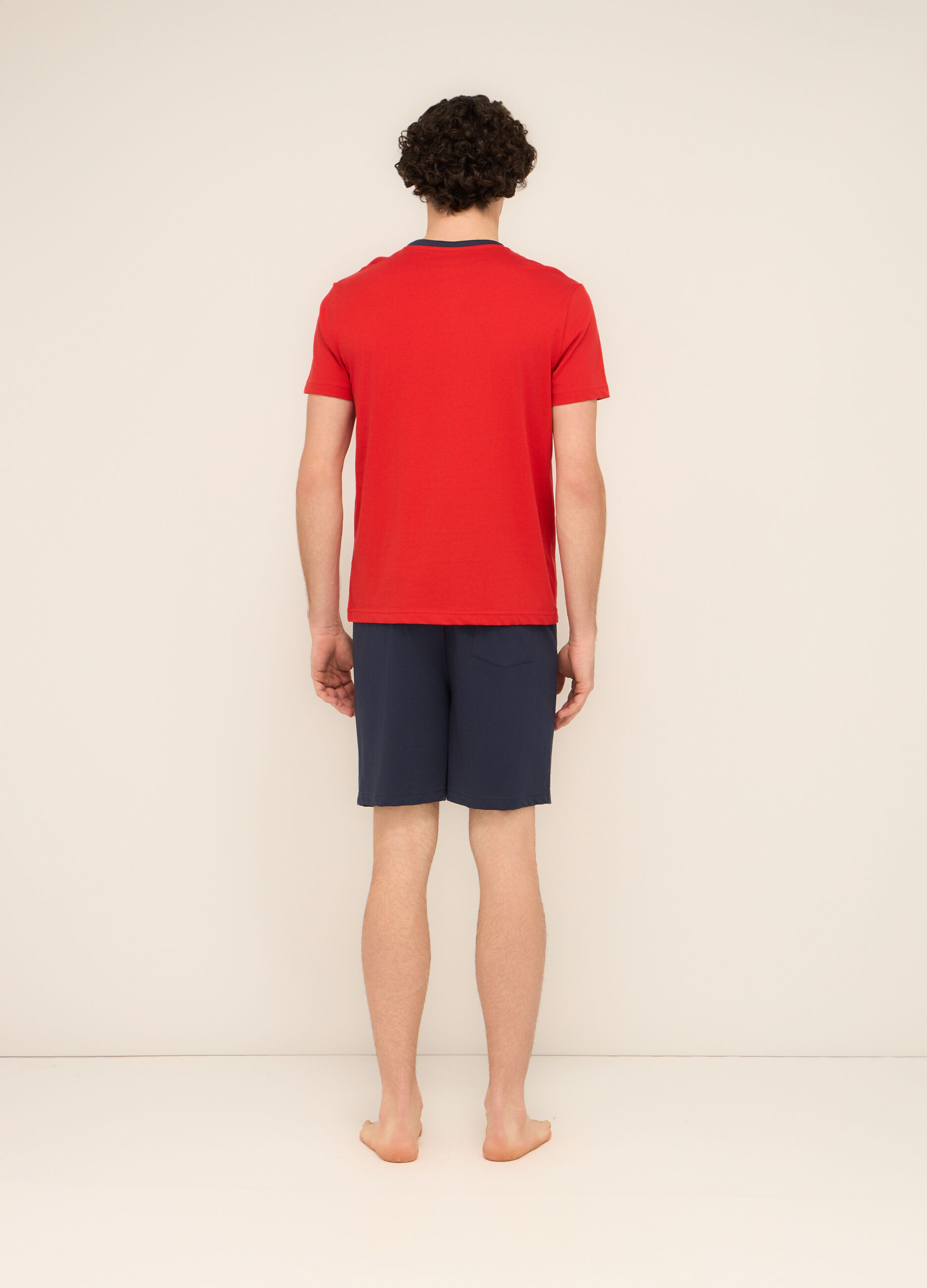 Pigiama corto in cotone bicolor uomo