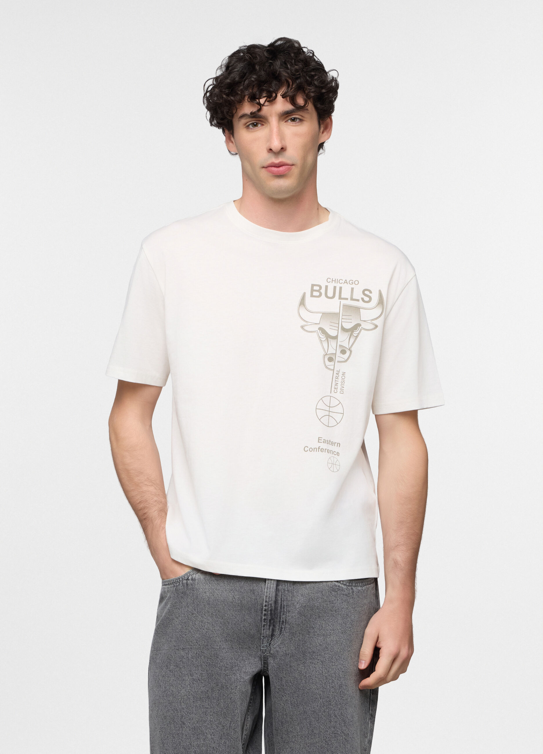T-shirt girocollo Chicago Bulls di cotone uomo_0