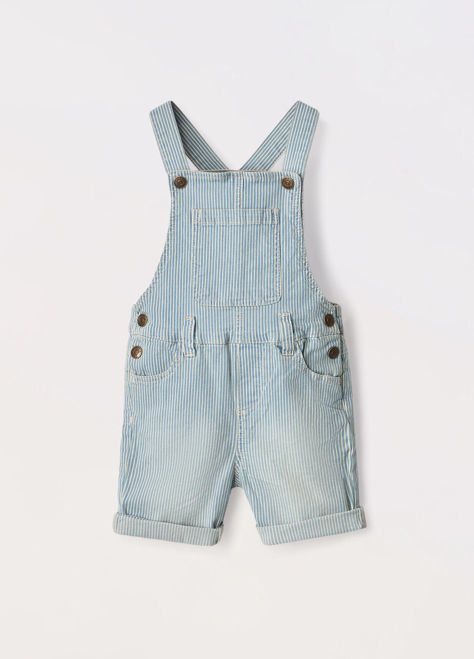 Salopette in cotone stretch a righe neonato