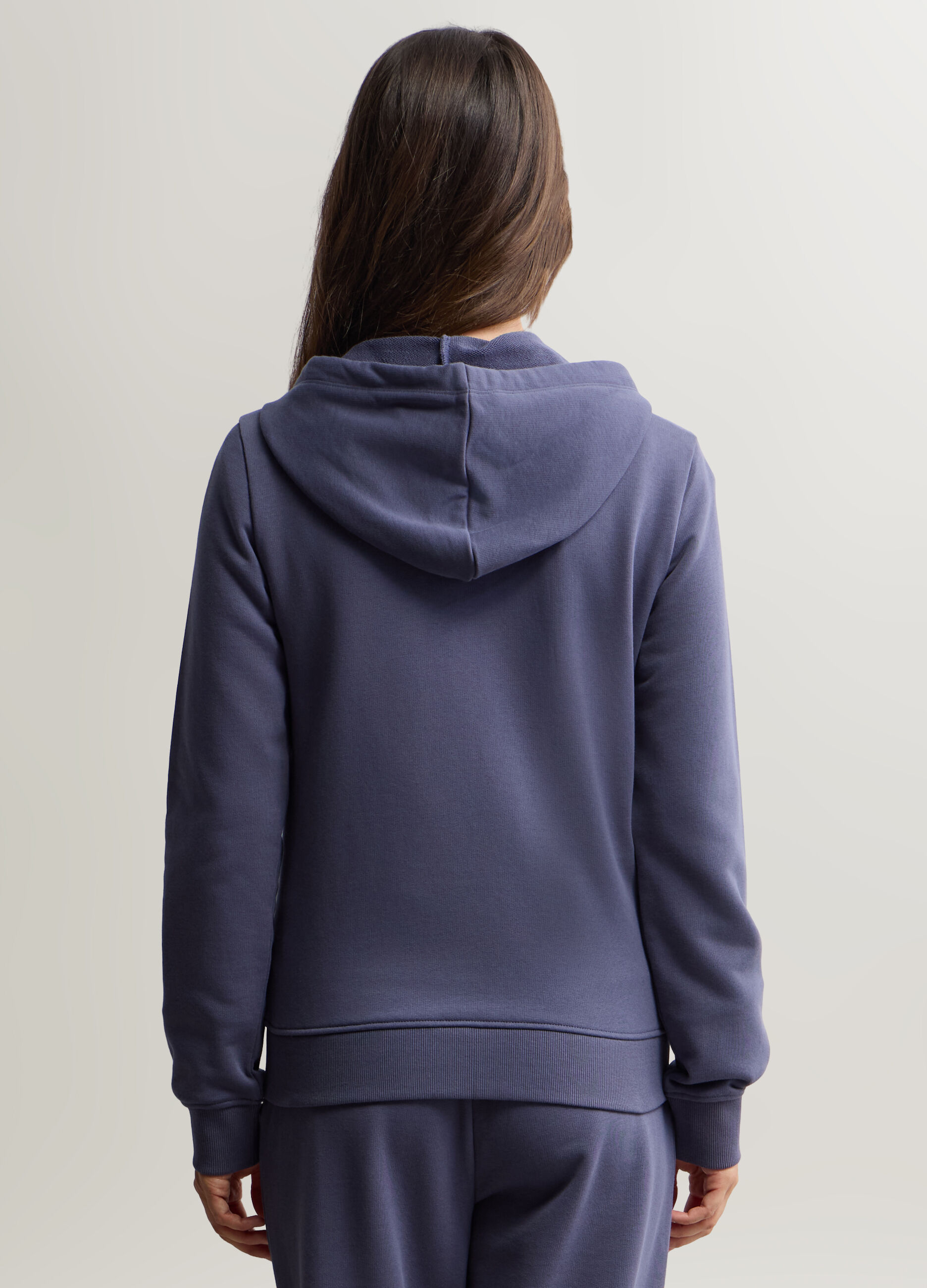 Felpa con cappuccio misto cotone garzato donna_1