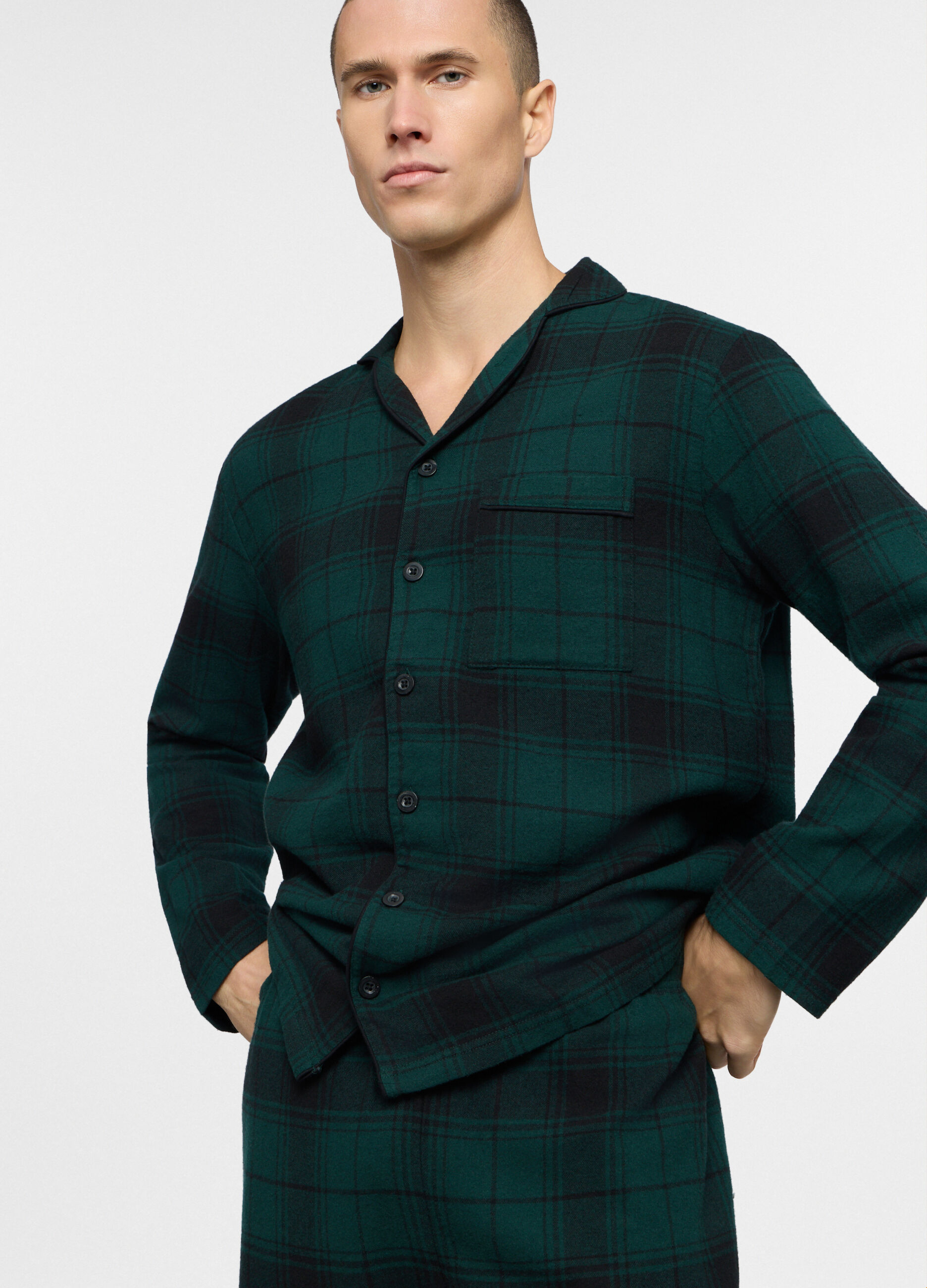 Pigiama lungo con camicia in flanella uomo_2