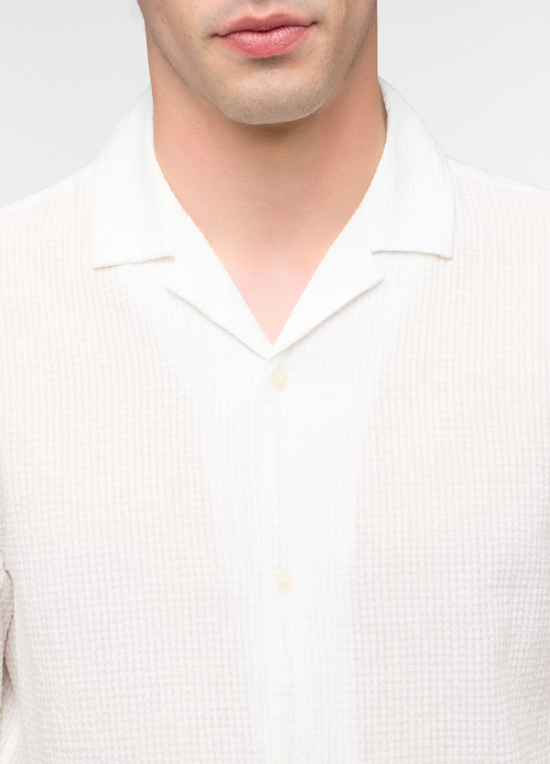 Camicia manica corta in seersucker uomo_2