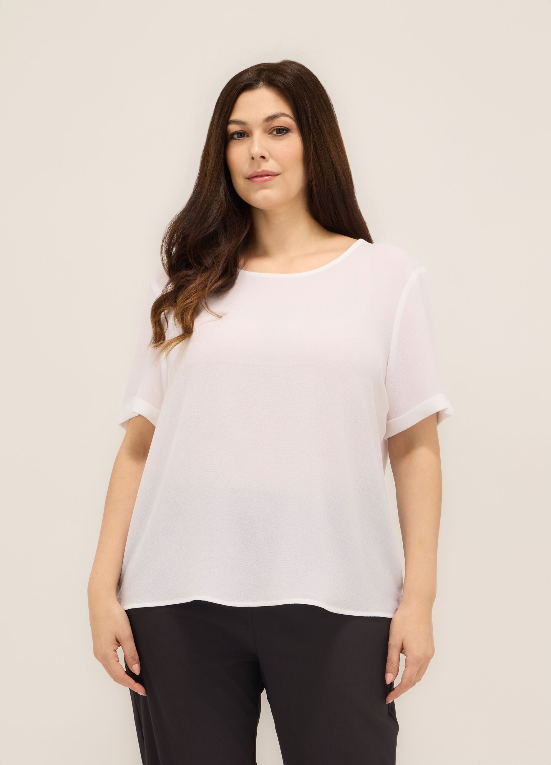 Blusa in tinta unita donna curvy_0
