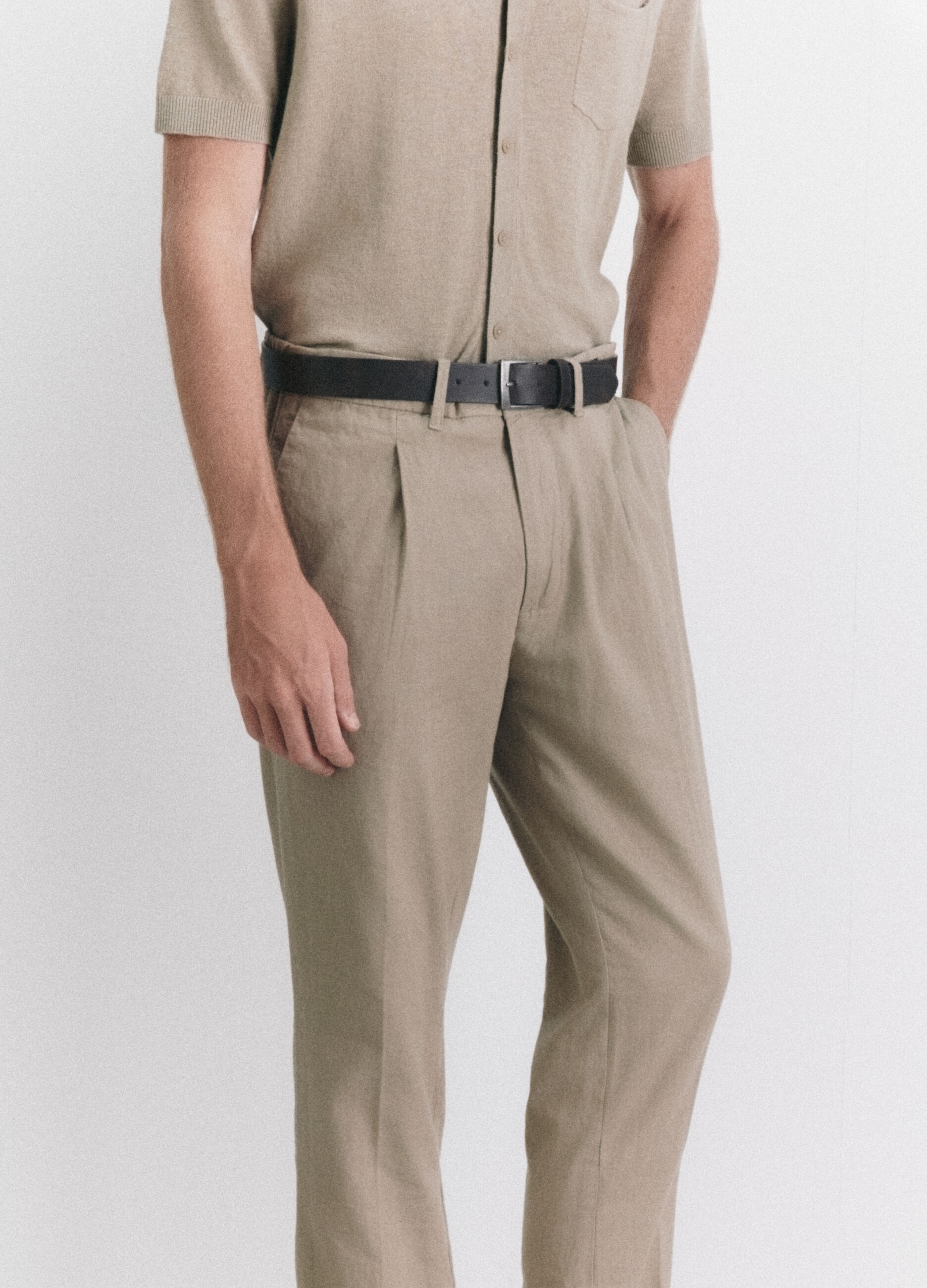 Pantalone chino in lino e cotone uomo_3