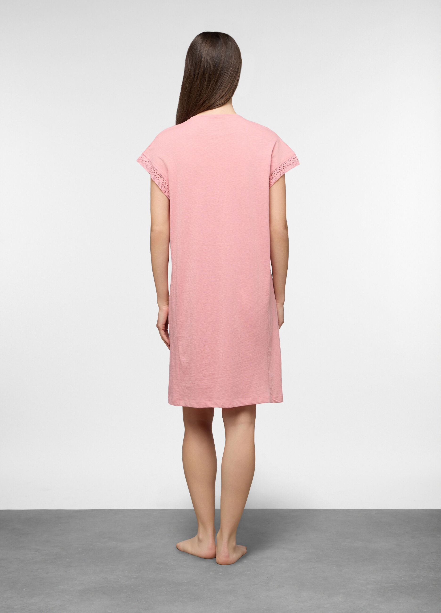 Camicia da notte in jersey slub di puro cotone donna _1