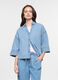 Camicia fit over con collo alla francese in denim di puro cotone donna_0