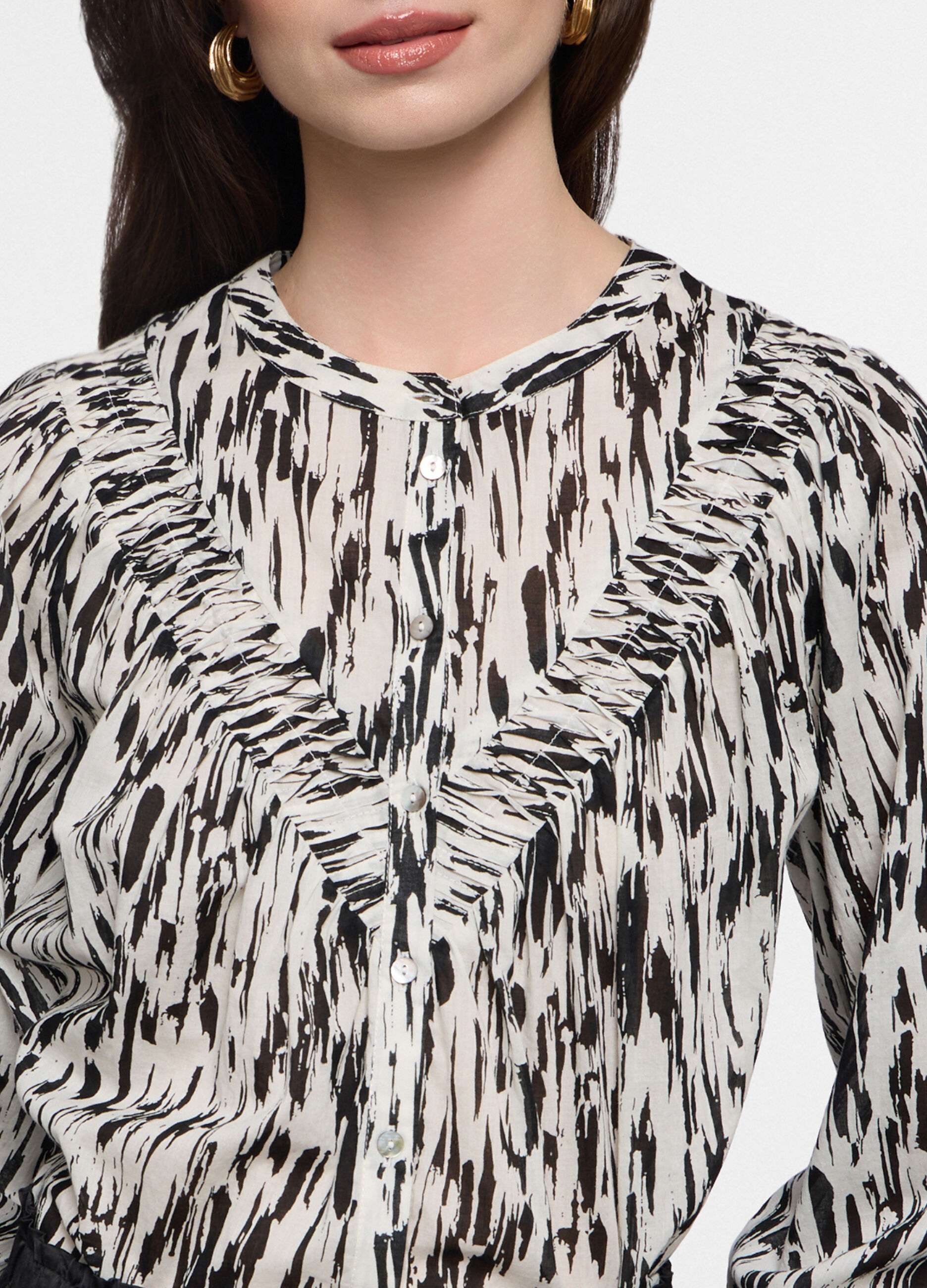 Camicia regular fit con scollo rotondo in puro cotone voile donna_2