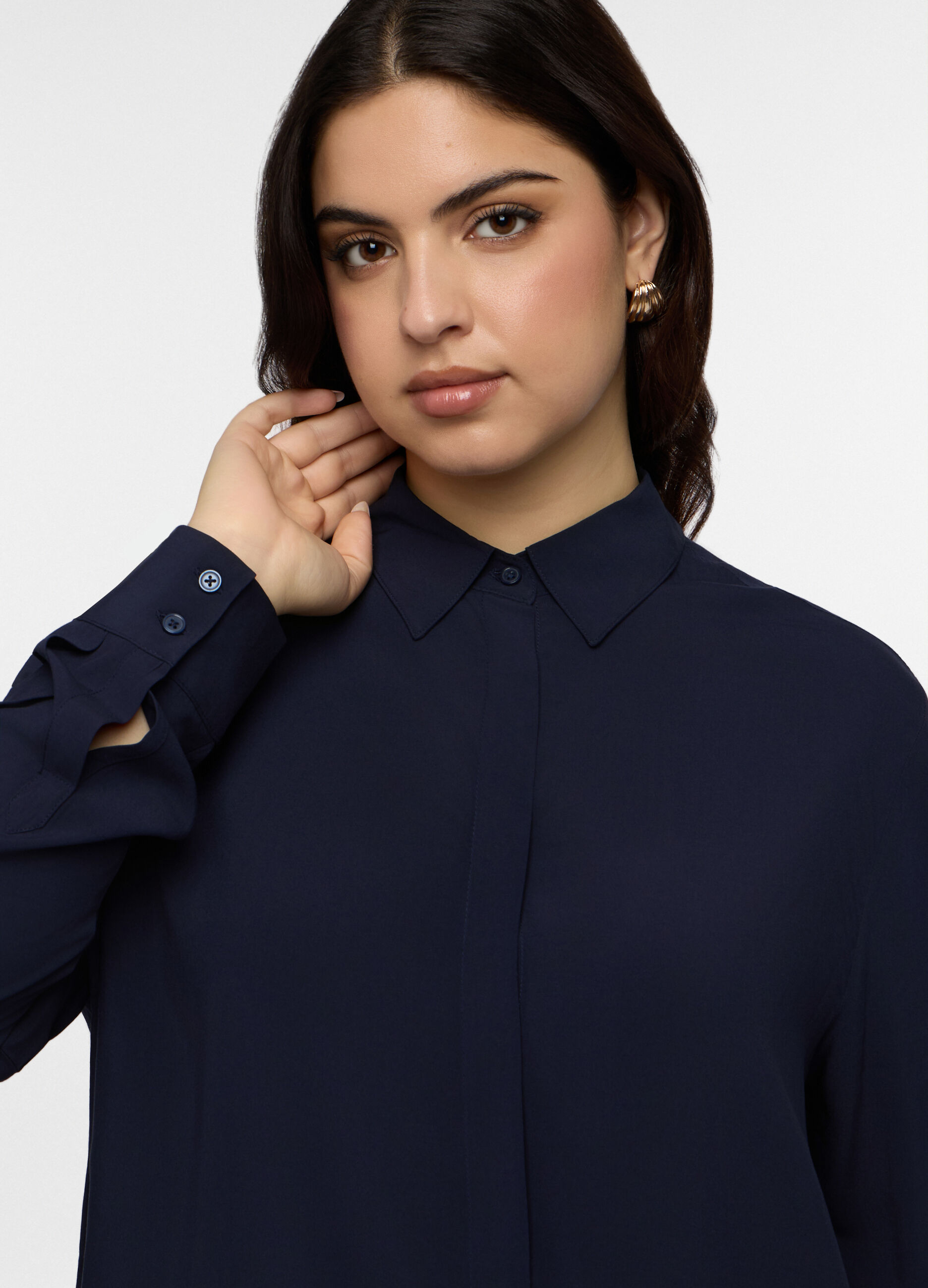 Camicia Fit Regular con colletto alla francese in pura viscosa donna curvy_2