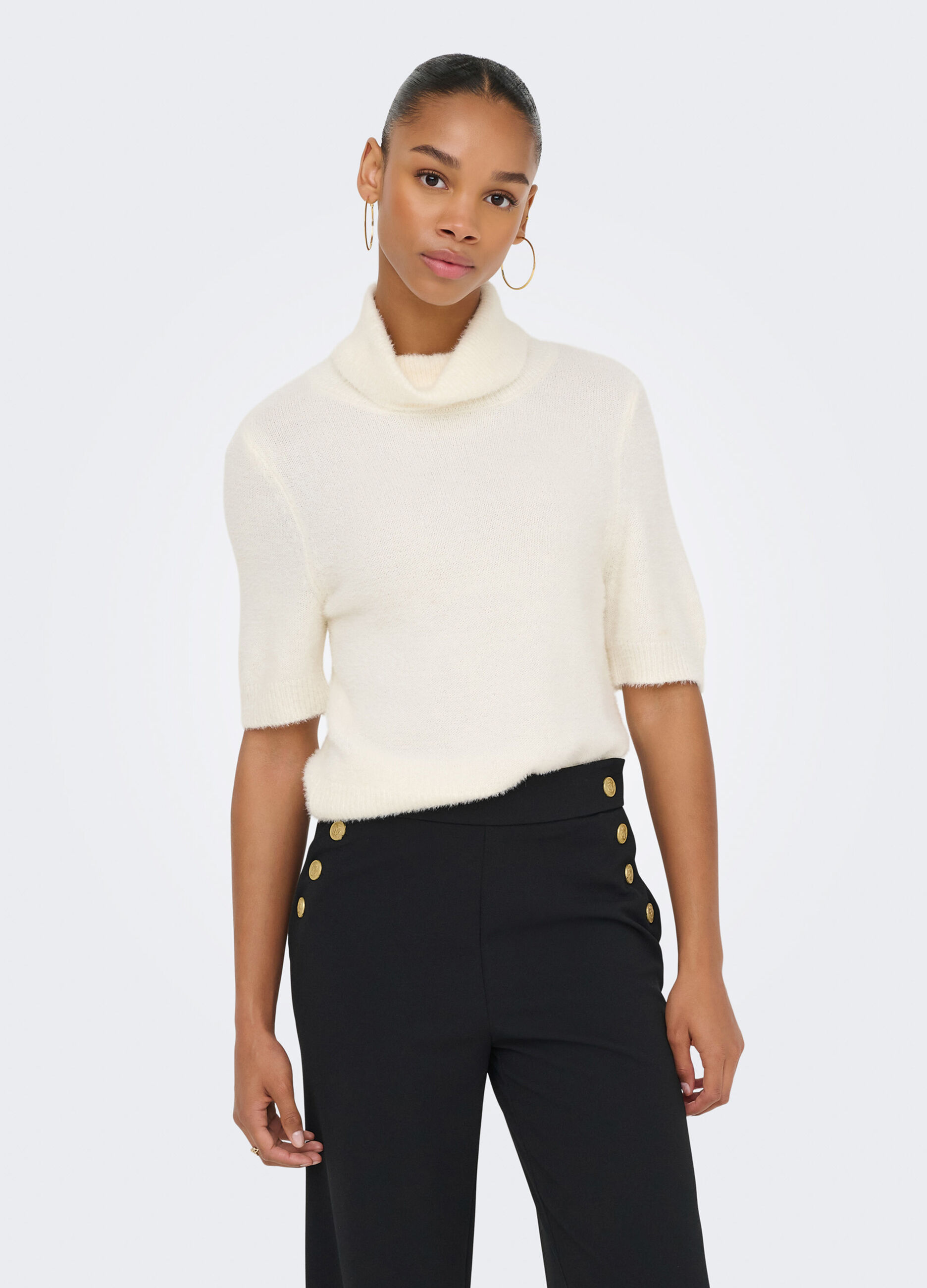 Tricot fluffy a maniche corte donna_0