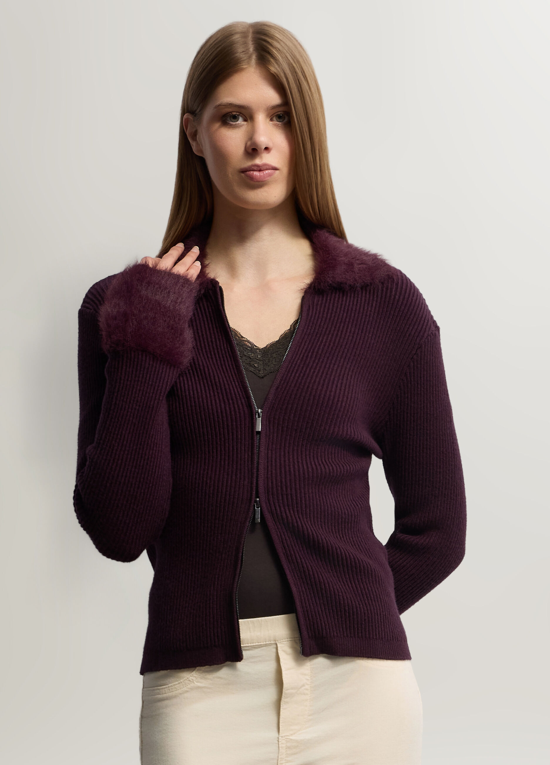 Cardigan full zip in costina donna_0