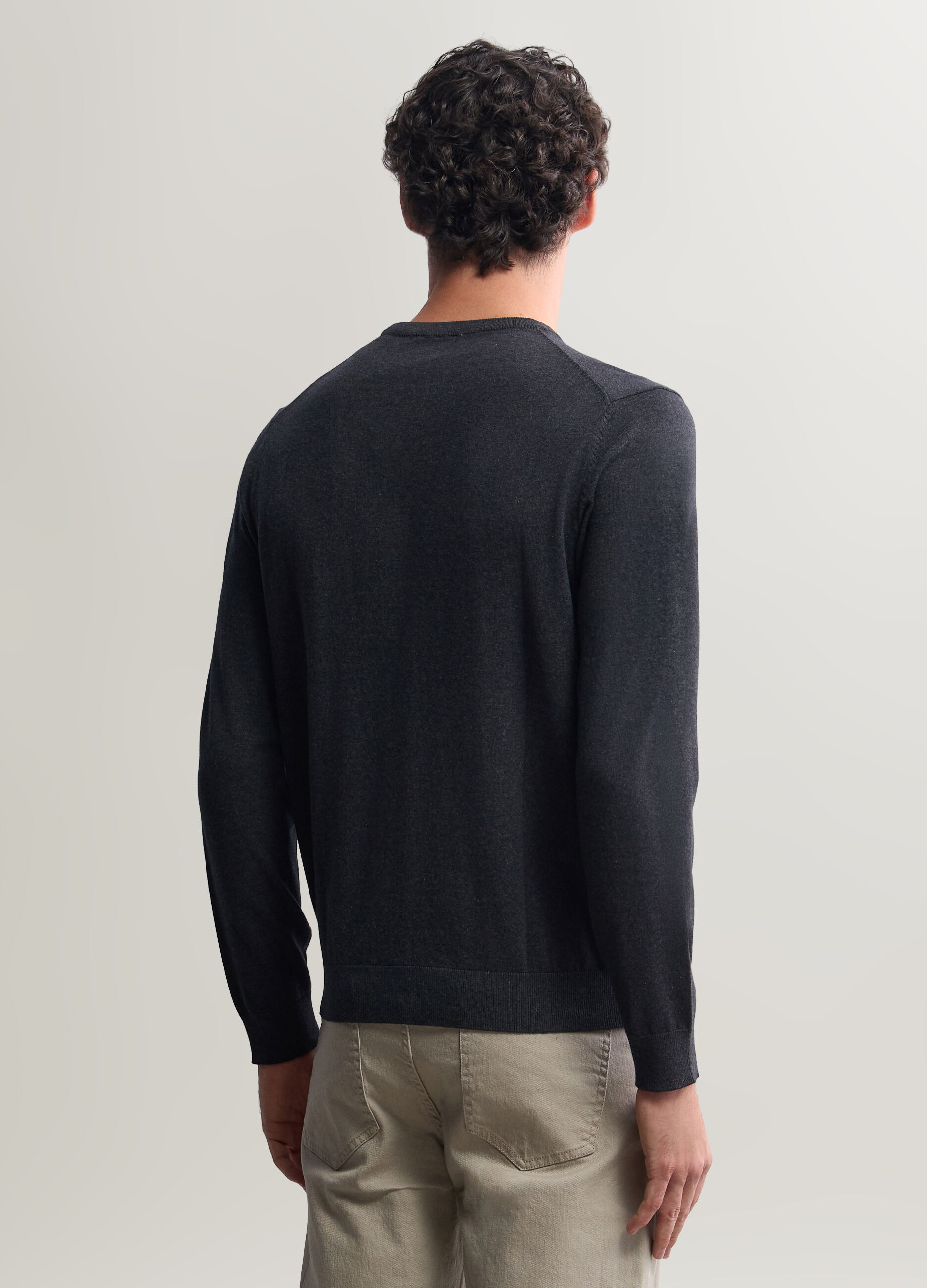 Maglione girocollo in misto cotone uomo_1