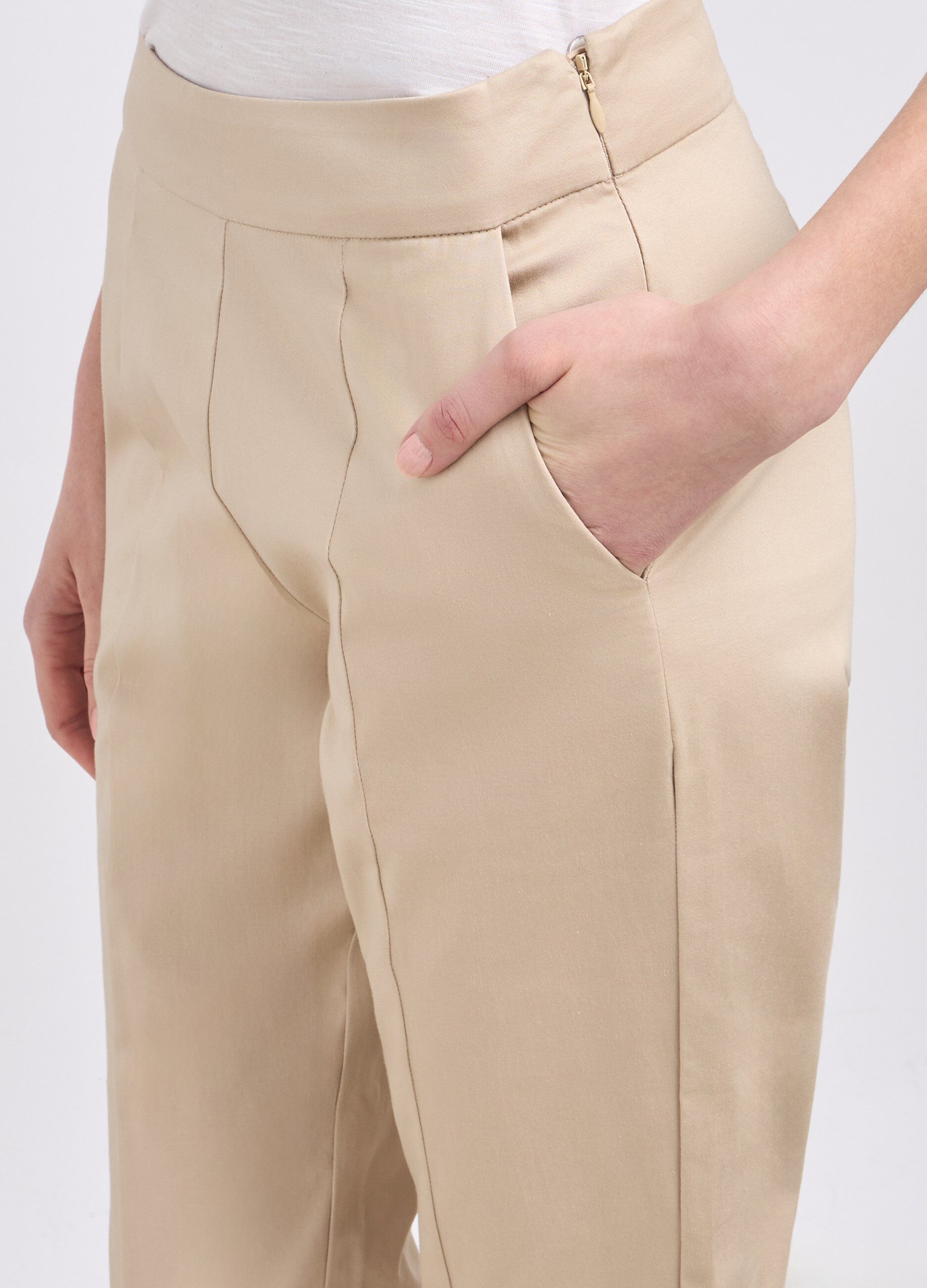 Pantaloni in cotone satin donna_2