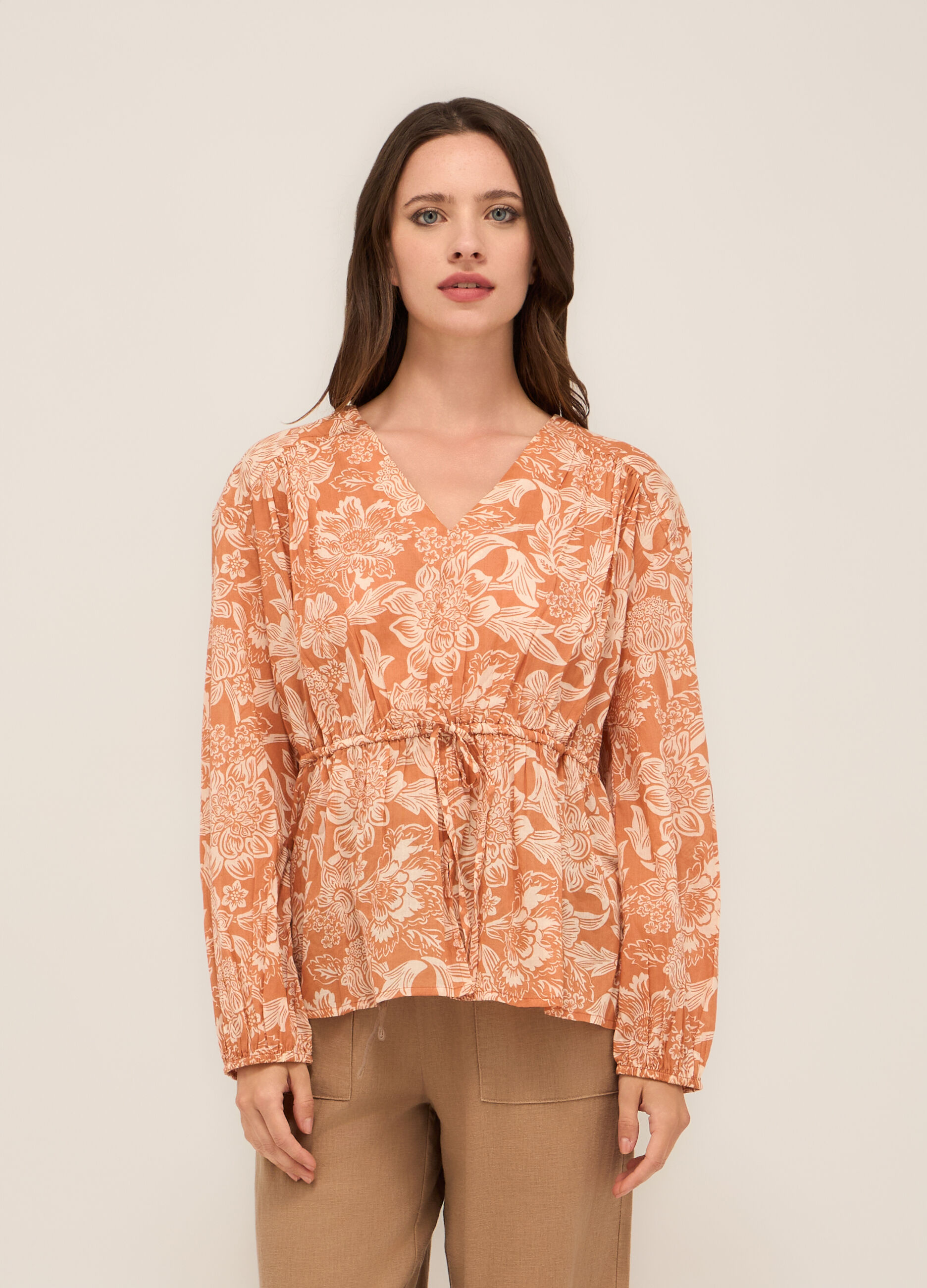 Blusa in popeline di puro cotone donna_0