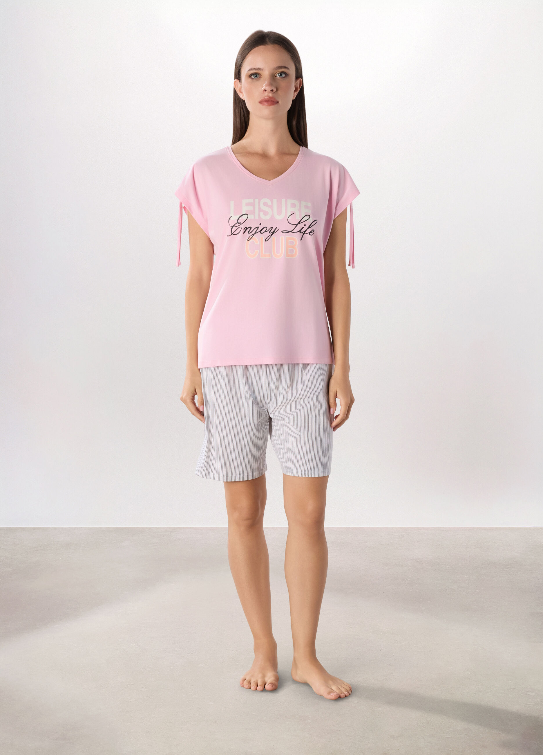Set pigiama corto in puro cotone donna_0