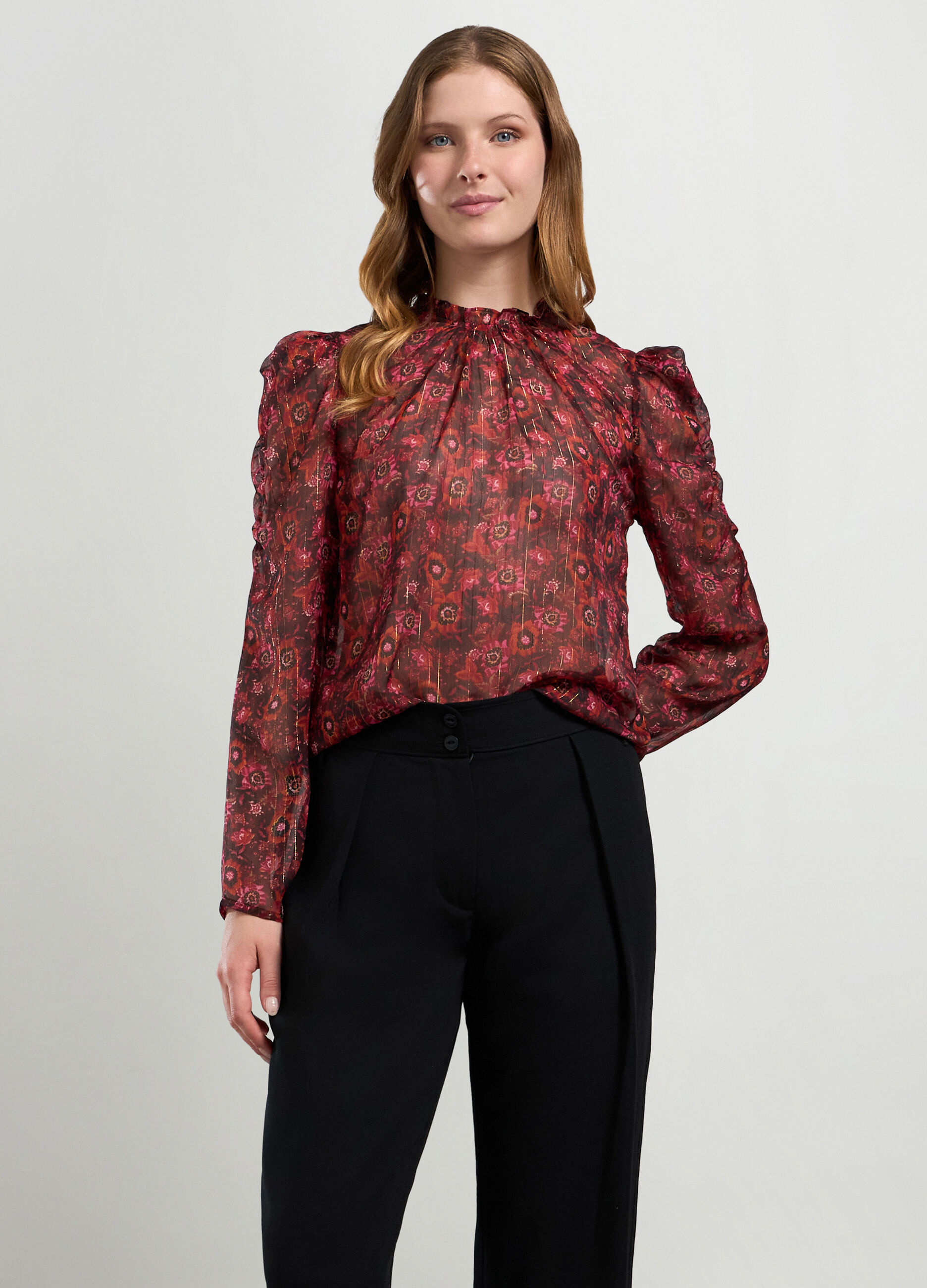 Blusa in chiffon con stampa donna_0