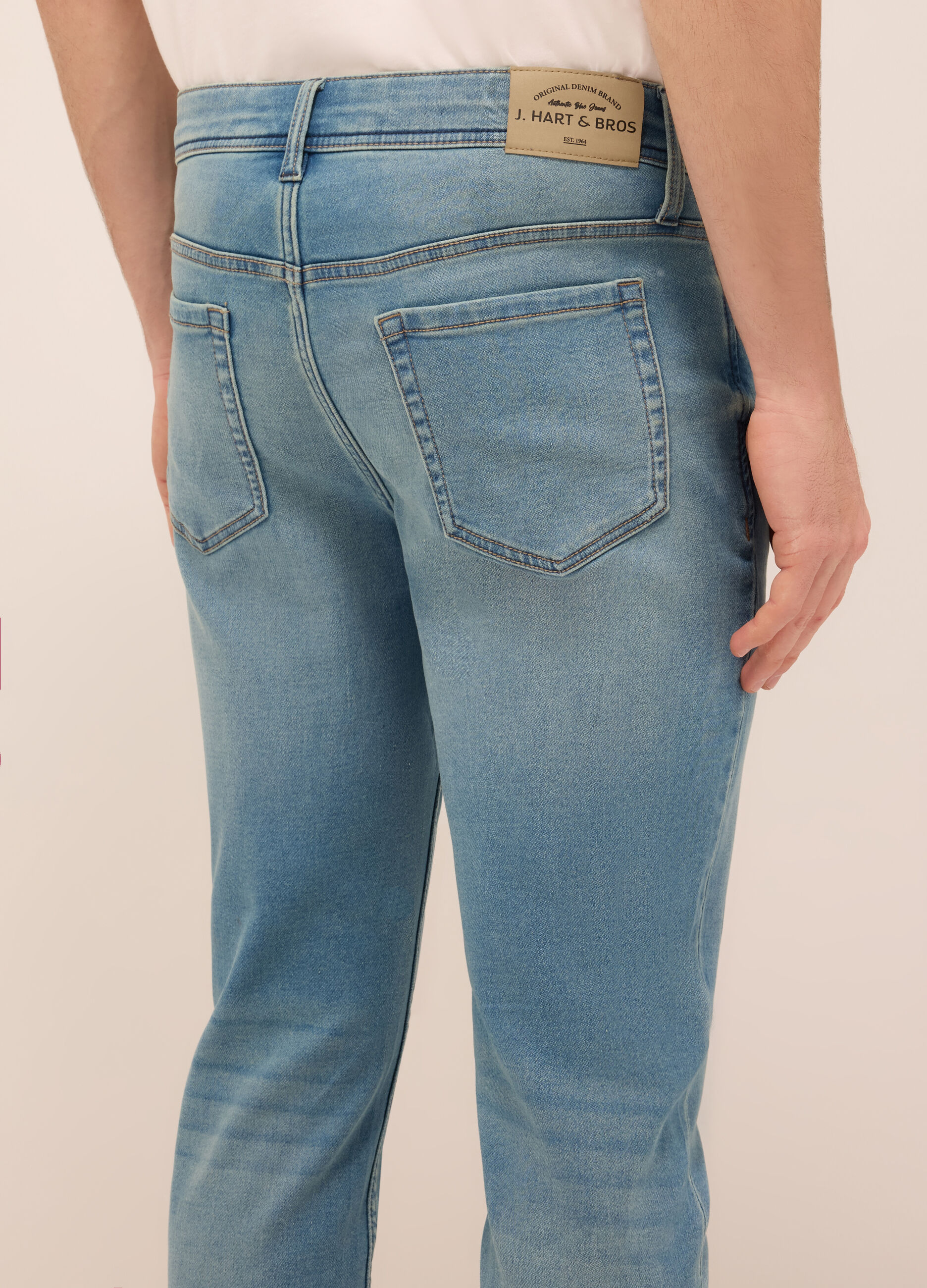 Jeans 5 tasche slim fit in denim di cotone stretch uomo_3