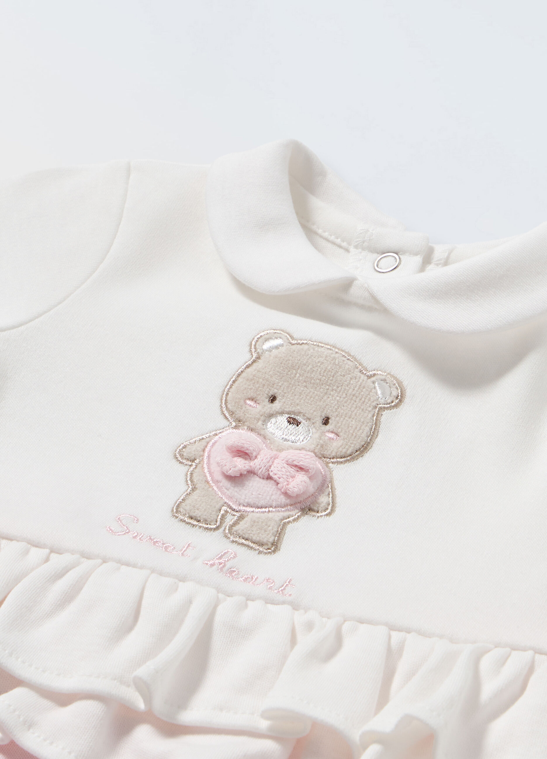 Tutina in puro cotone con rouches neonata_1