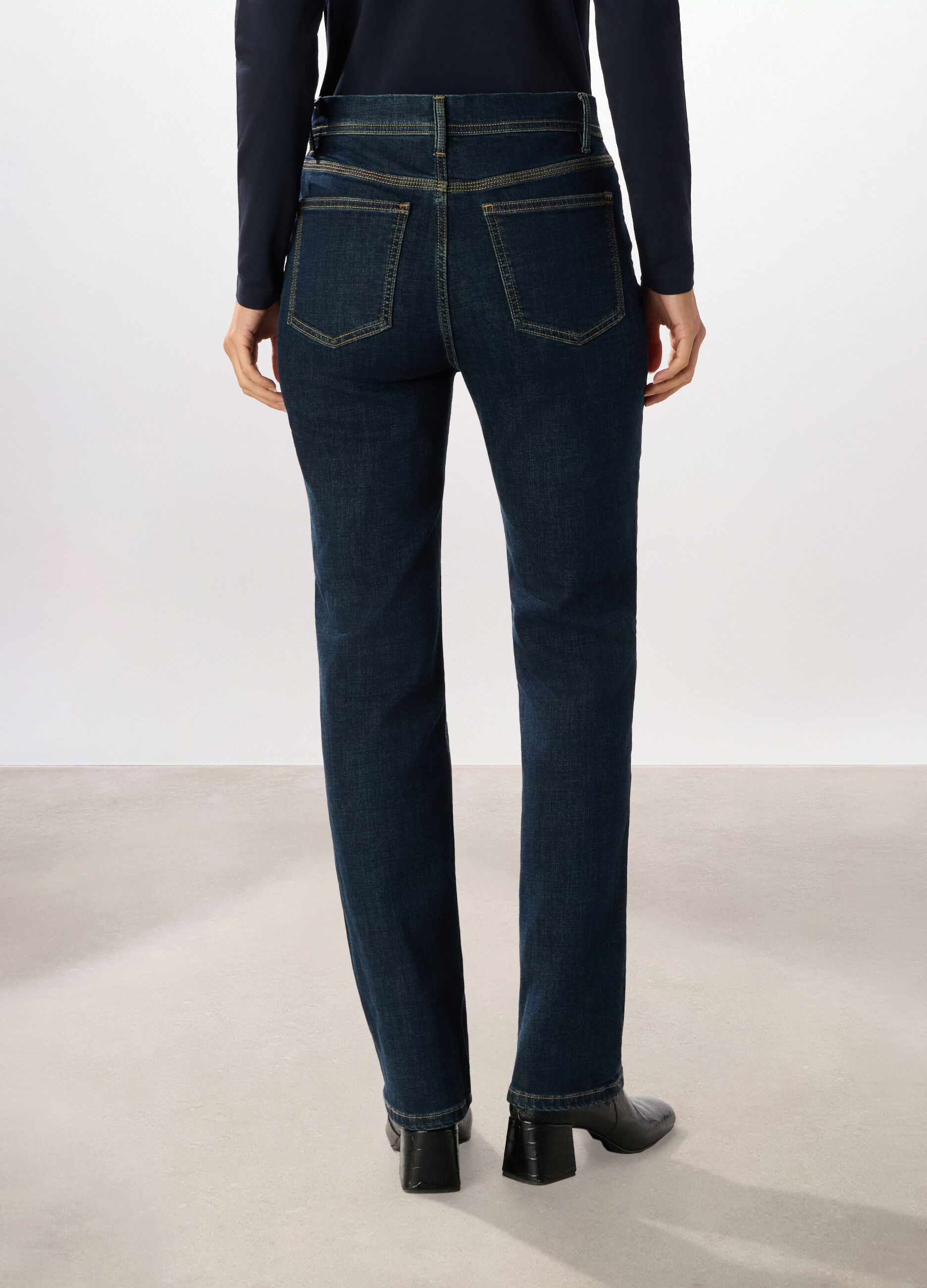 Pantaloni in denim di cotone stretch donna_1